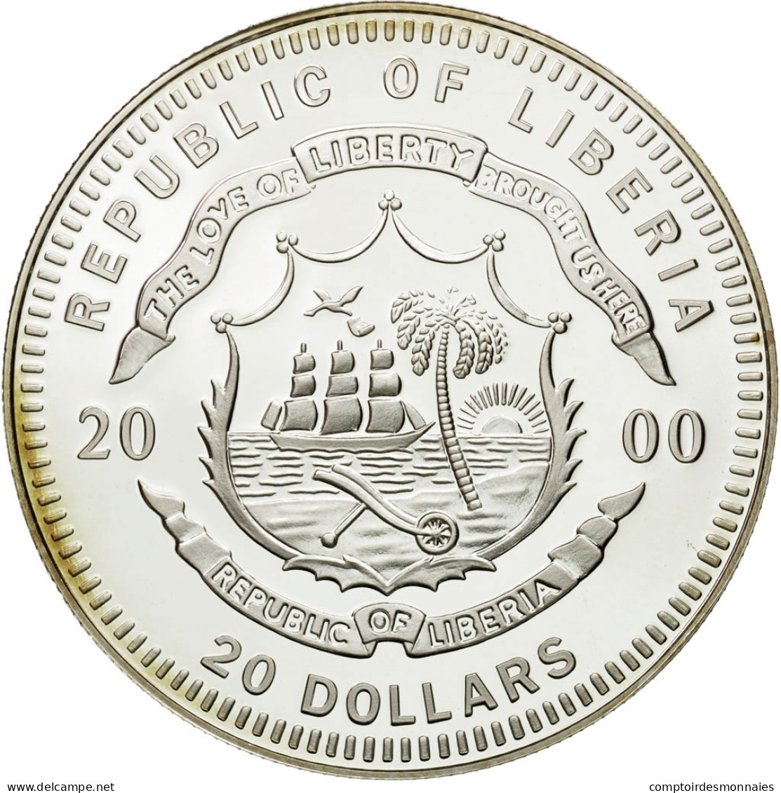 Monnaie, Liberia, 20 Dollars, Vienne, 2000, FDC, Argent - Liberia