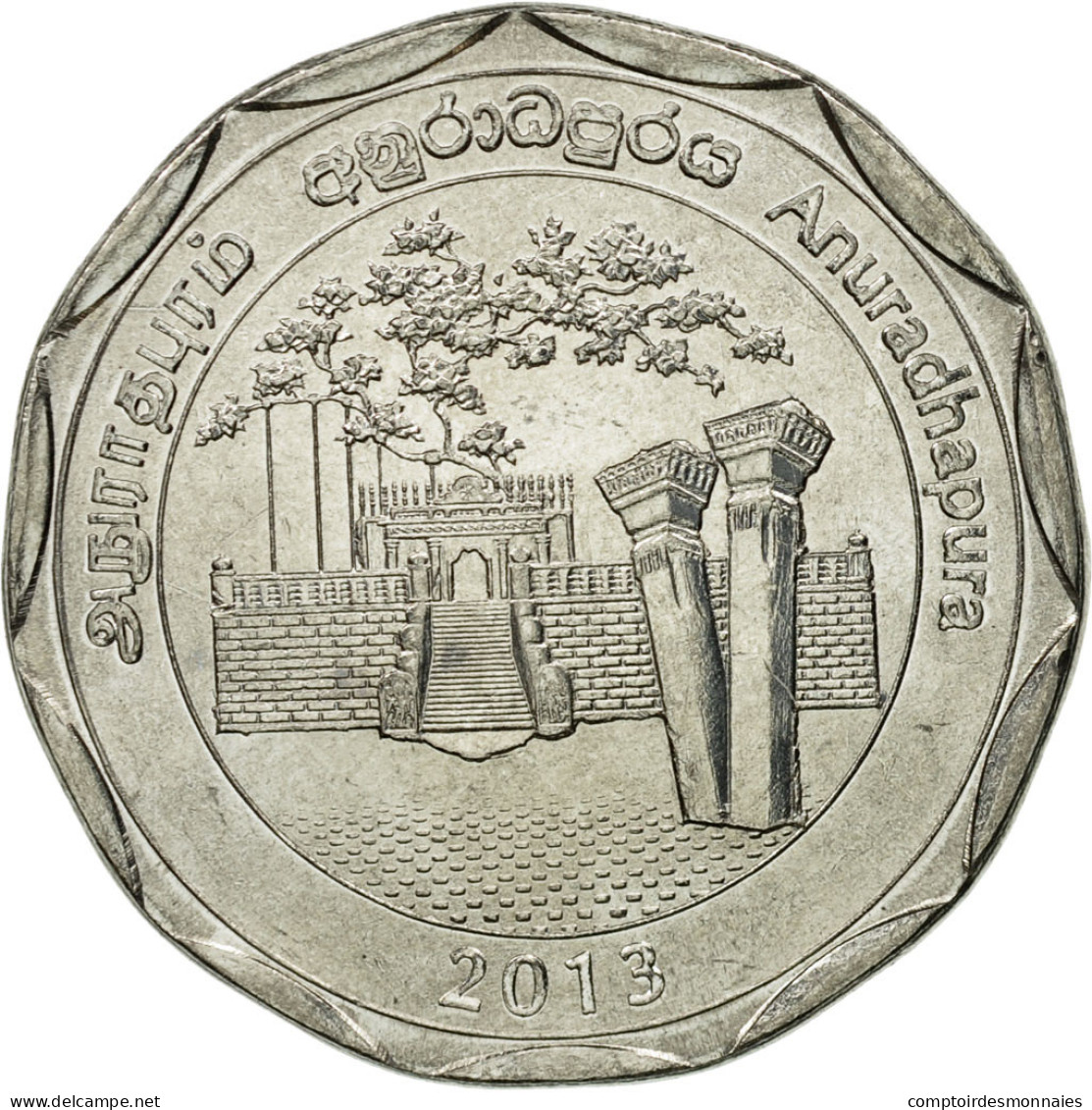 Monnaie, Sri Lanka, 10 Rupees, Anuradhapura, 2013, FDC, Stainless Steel - Sri Lanka