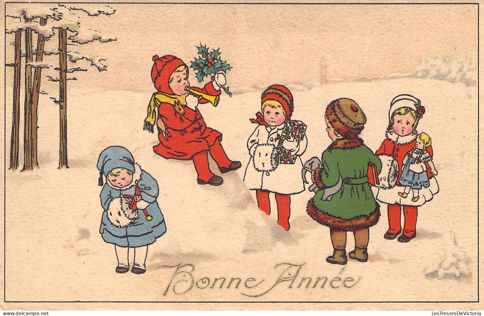 FANTAISIE - Bonne Année - Nouvel An - Enfant - Illustration - Carte Postale Ancienne - New Year