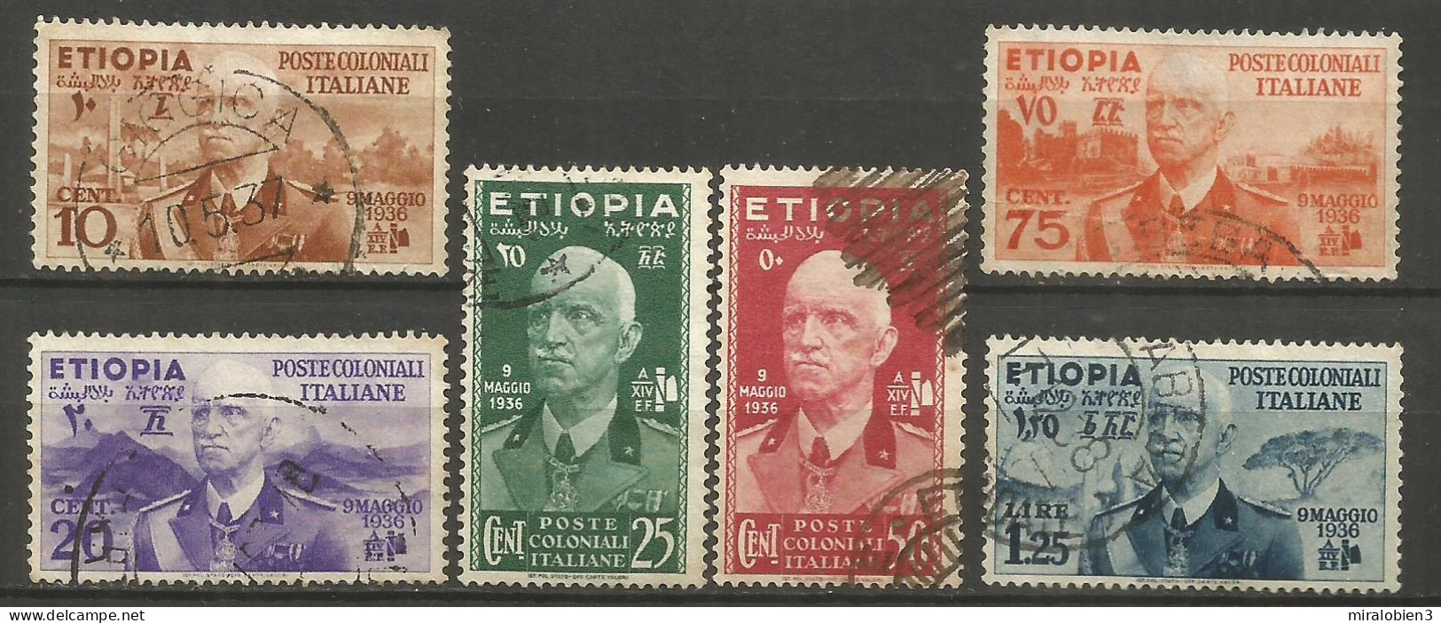 ETIOPIA COLONIA ITALIANA YVERT NUM. 1/7 FALTA EL NUM. 4 PARA LA SERIE COMPLETA USADA - Aethiopien