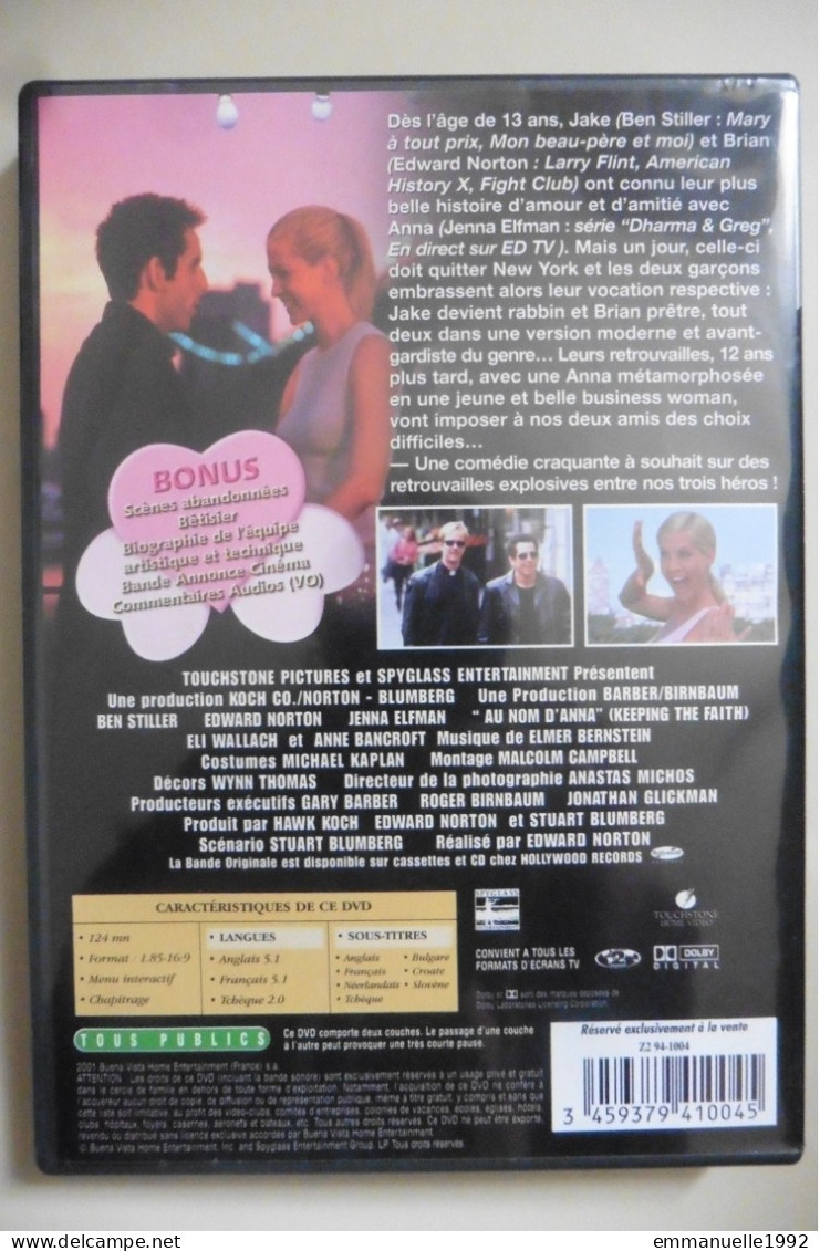 DVD Au Nom D'Anna 2000 Comédie Ben Stiller Jenny Elfman Edward Norton Eli Wallach Anne Bancroft - Comedy