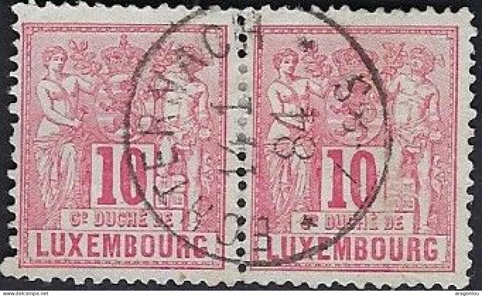 Luxembourg - Luxemburg - Timbres 1891     Agriculture De Negoce   °   10Cent   Paire   Cachet Un Cercle Echternach - 1882 Allégorie