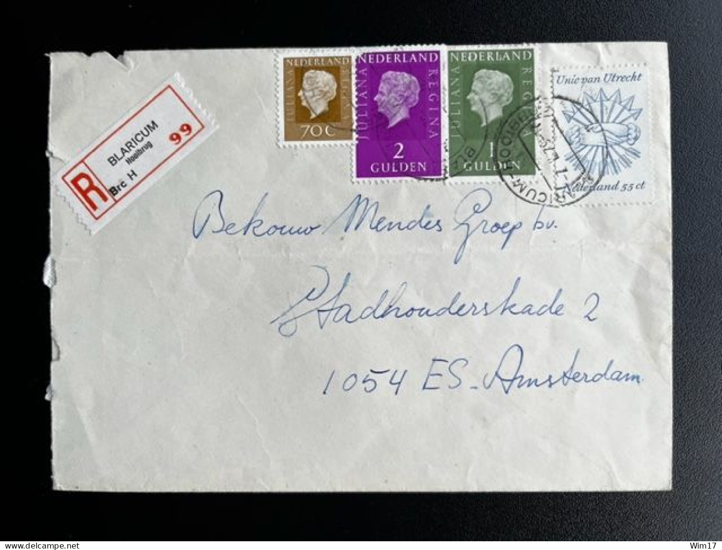 NETHERLANDS 1979 REGISTERED LETTER BLARICUM HOOIBRUG TO AMSTERDAM 07-02-1979 NEDERLAND AANGETEKEND - Storia Postale