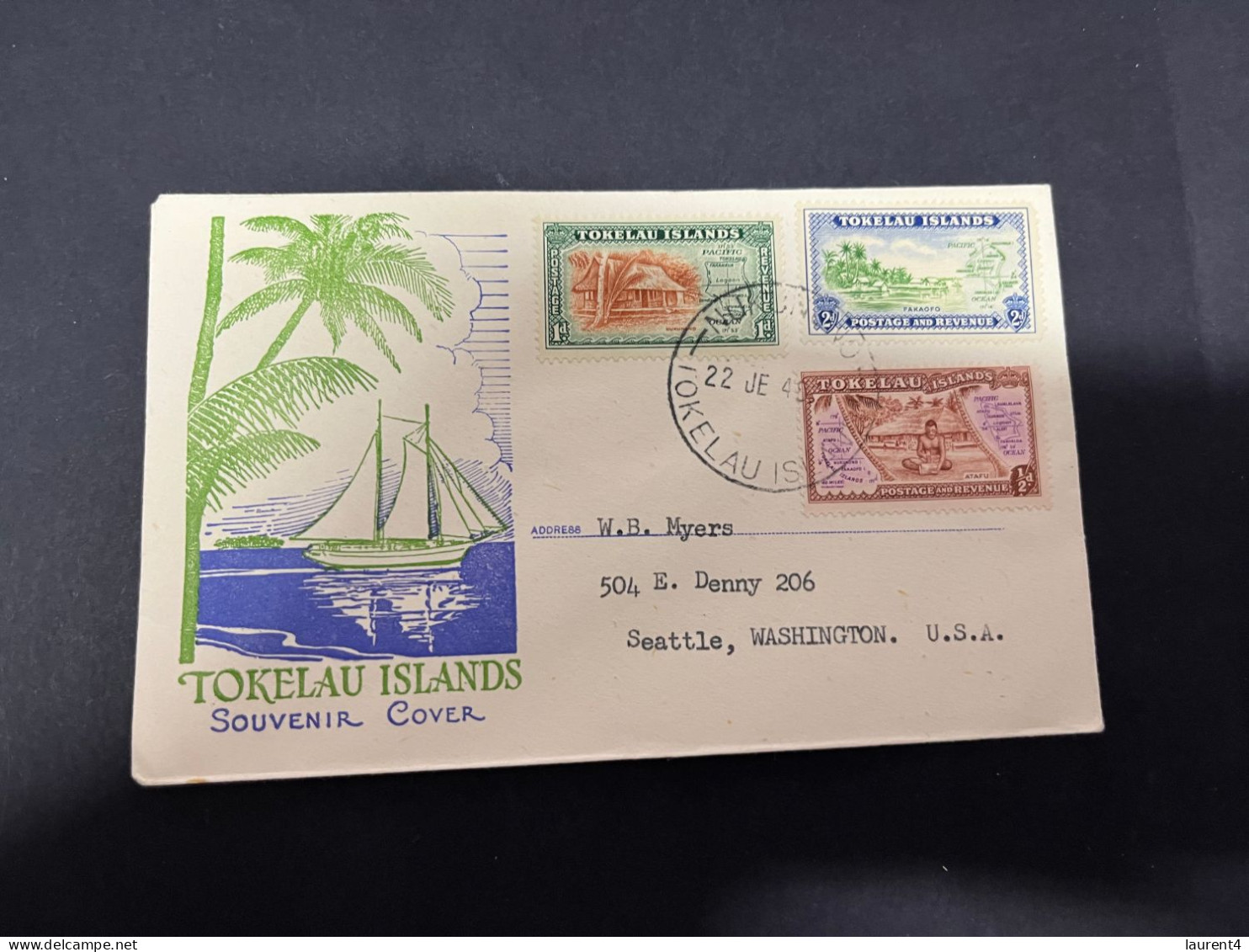 12-12-2023 (1 W 58) Tokelau Island  FDC Cover - 1949 - (posted To USA) - Tokelau