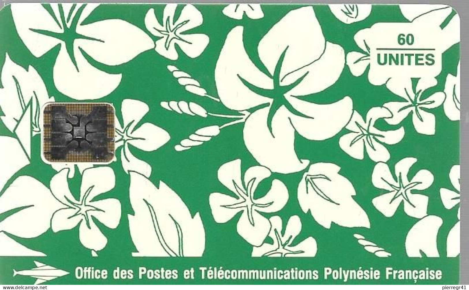 CARTE-PUCE-POLYNESIE-PF18b-60U-SC5-S/Entourage-PAREO VERT Brillant-9 N° RougeN°C41043829-TBE- - Französisch-Polynesien