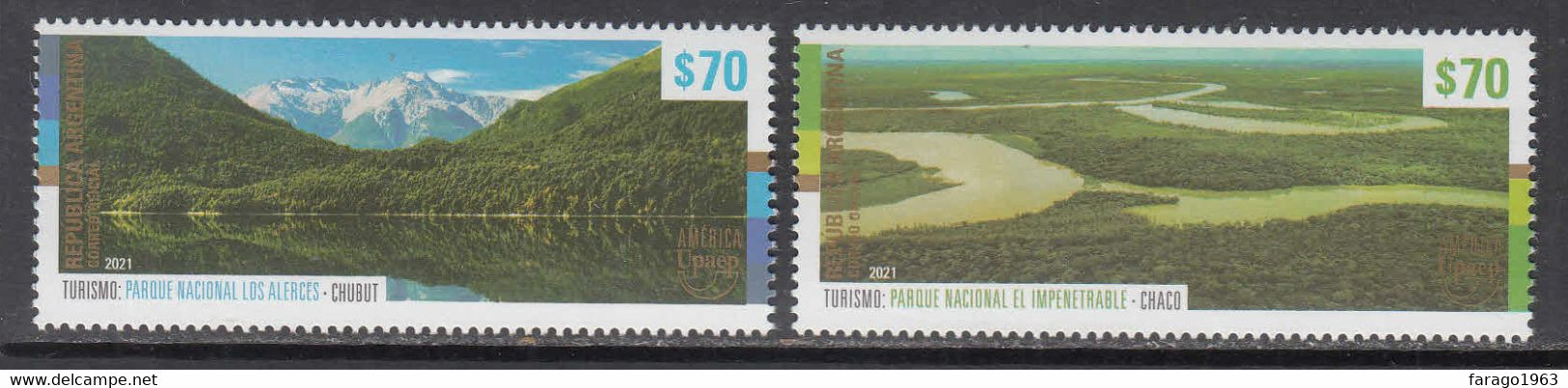 2021 Argentina Tourism National Parks Upaep Complete Set Of 2 MNH - Neufs