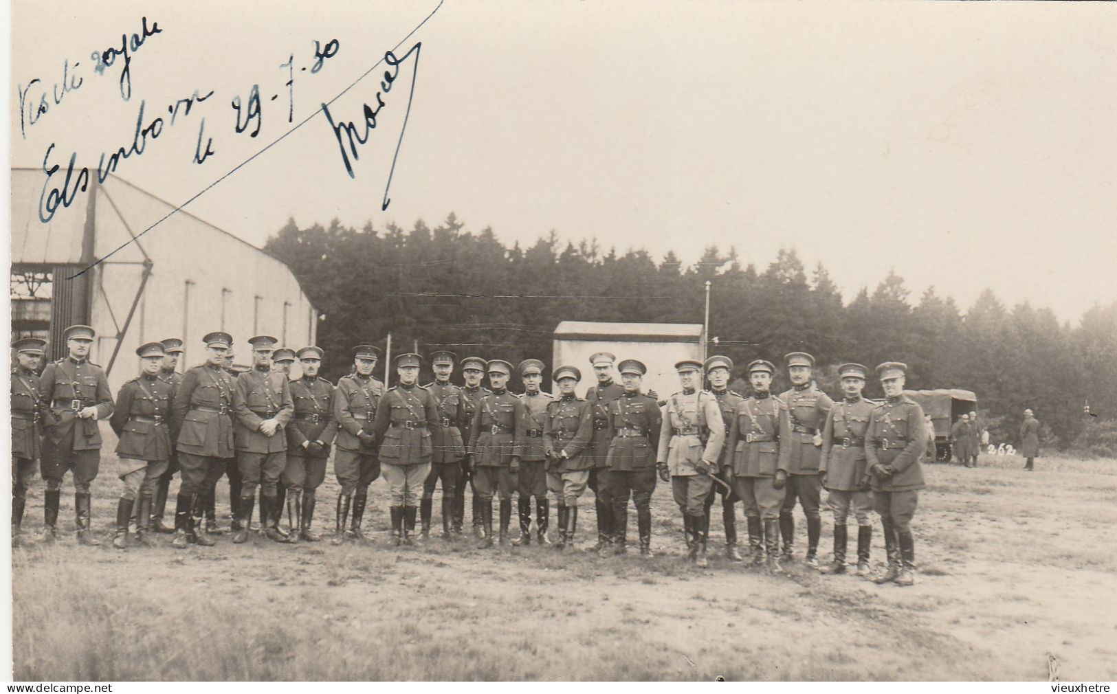 ELSENBORN CAMP LAGER  TRUPPENUBUNGSPLATZ MILITARIA  ARMEE SOLDATEN  Visite Royale Albert I   29 / 7 /1930  Photo Carte - Elsenborn (Kamp)