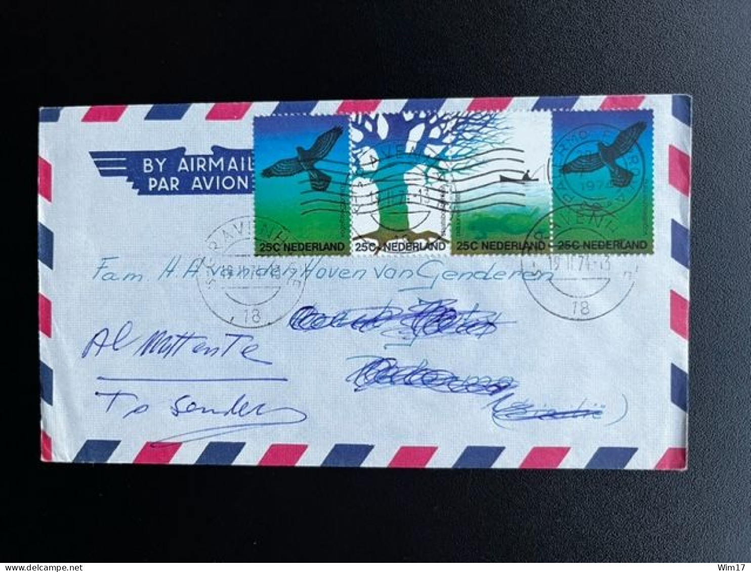NETHERLANDS 1974 AIR MAIL LETTER 'S GRAVENHAGE TO ITALY 19-02-1974 NEDERLAND RETURN TO SENDER - Covers & Documents