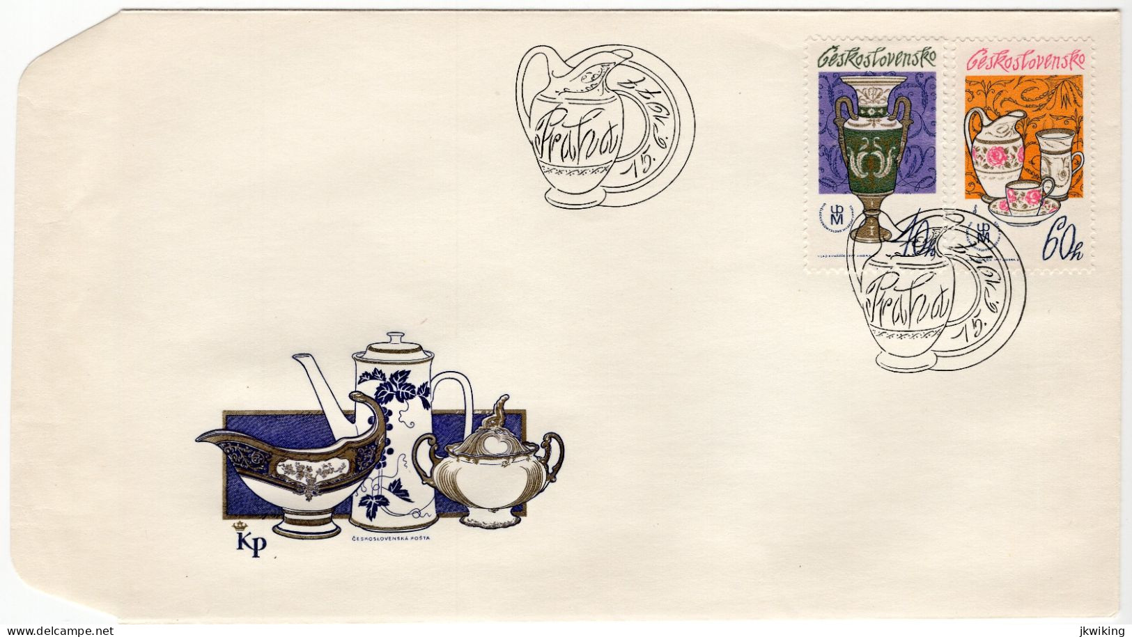FDC - Czechoslovak Porcelain Tradition - Vase - Plate - Teapot - And Cup - - Porcelana