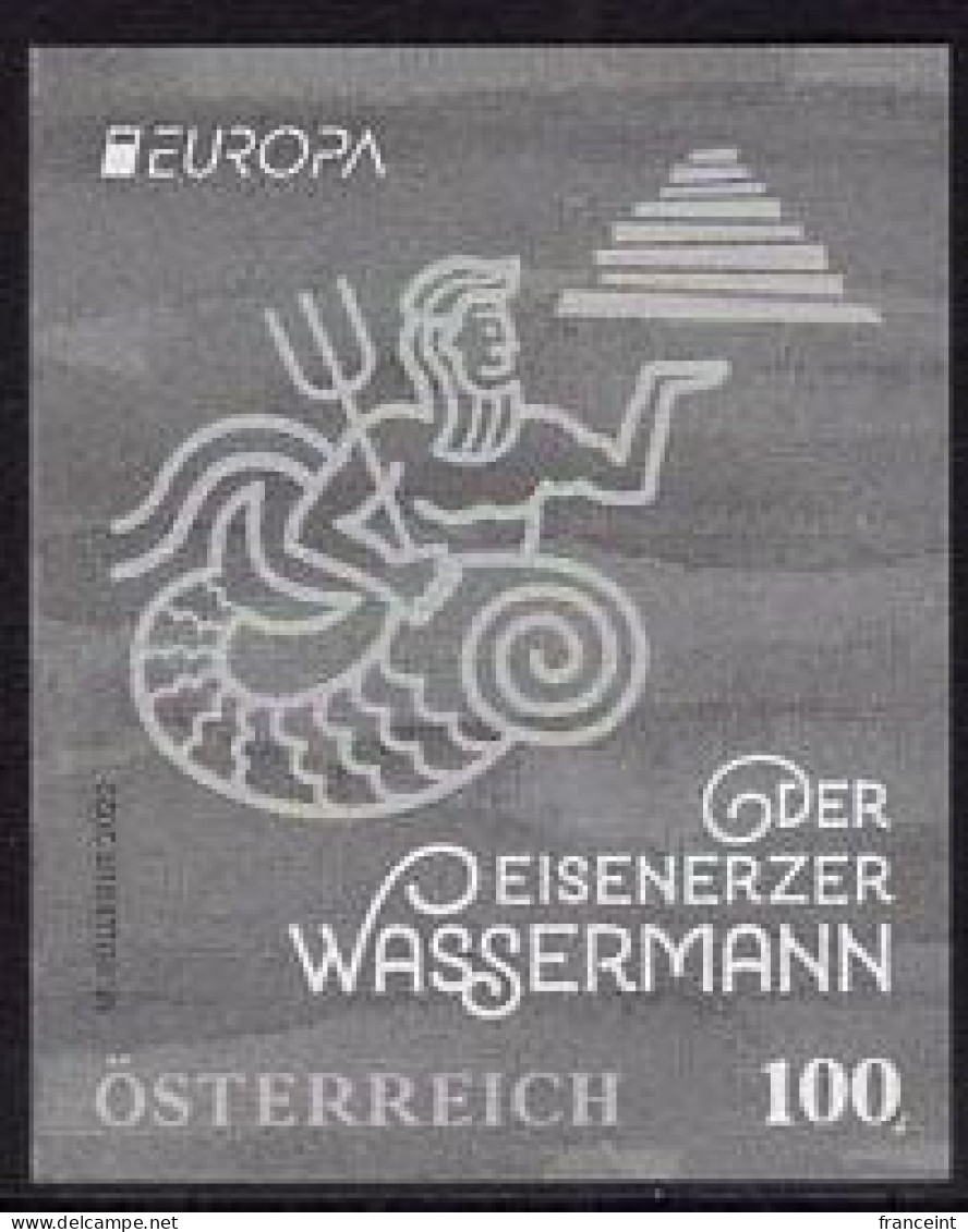 AUSTRIA(2022) Merman With Trident. Black Print. Myths And Legends. - Proeven & Herdruk