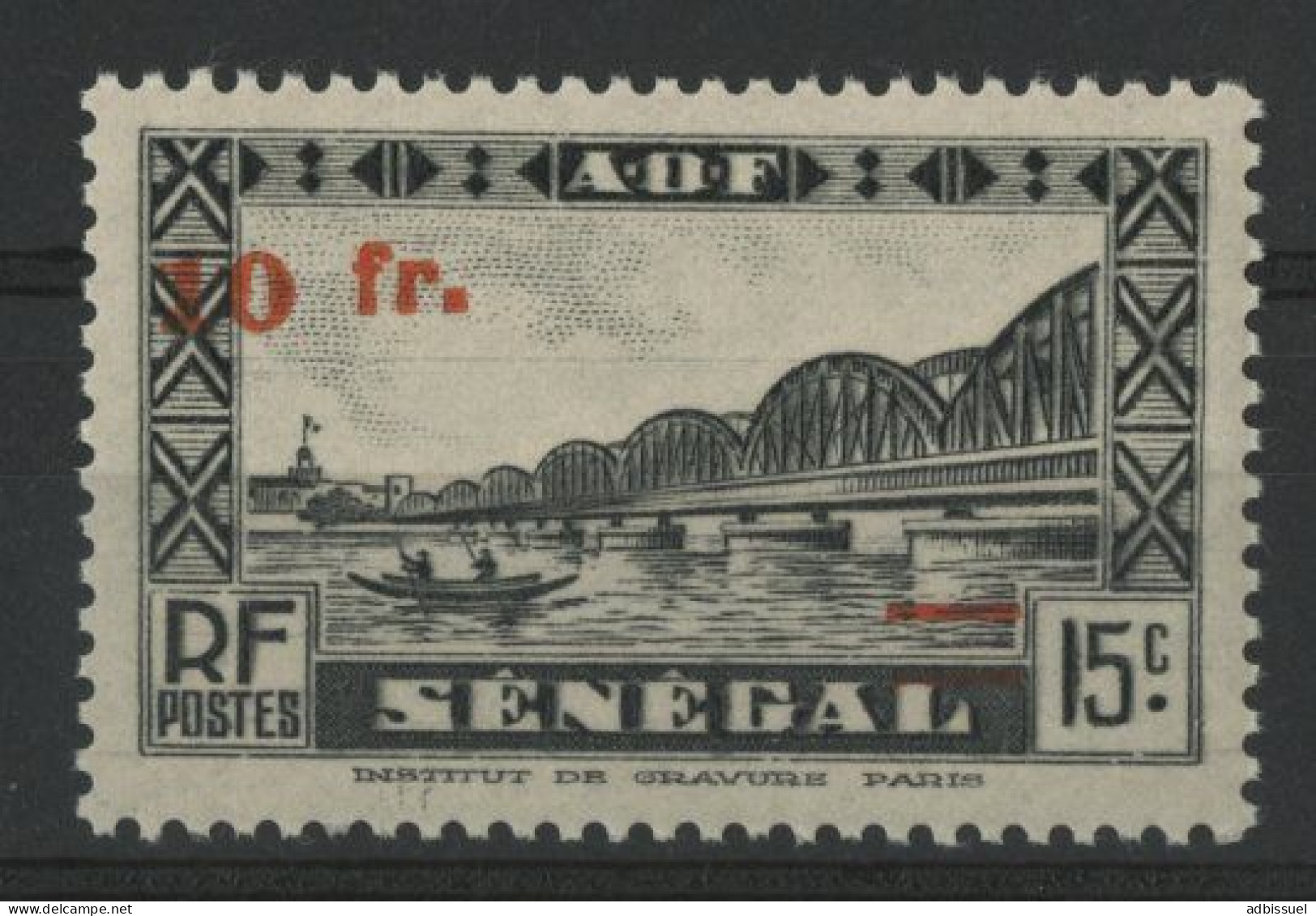 SENEGAL N°194c SURCHARGE DECALEE Cote 65 € NEUF SANS CHARNIERE ** (MNH). TB - Unused Stamps