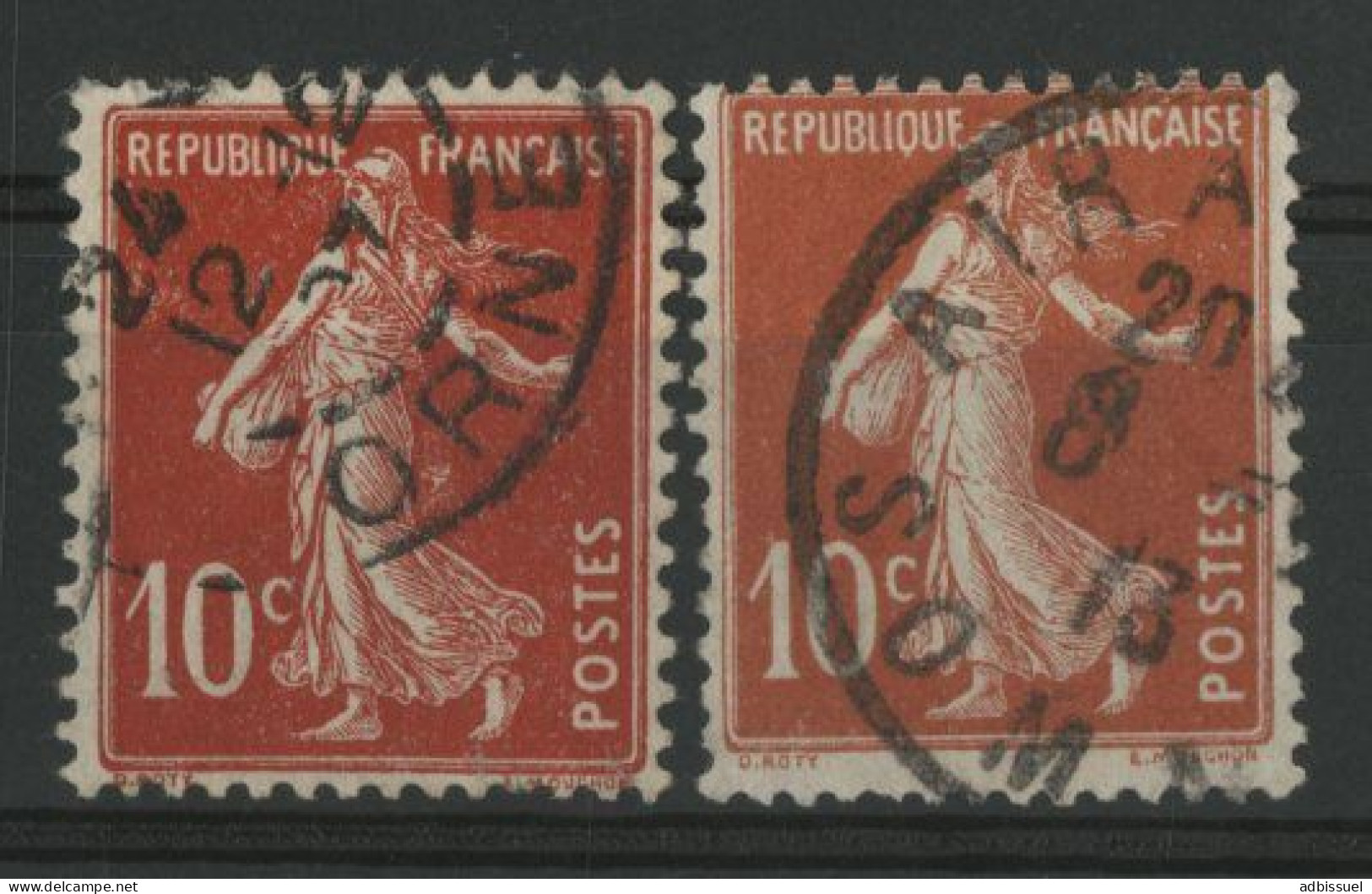 N° 138c Variété De Nuance écarlate COTE 55 € Oblitéré. TB - 1906-38 Säerin, Untergrund Glatt