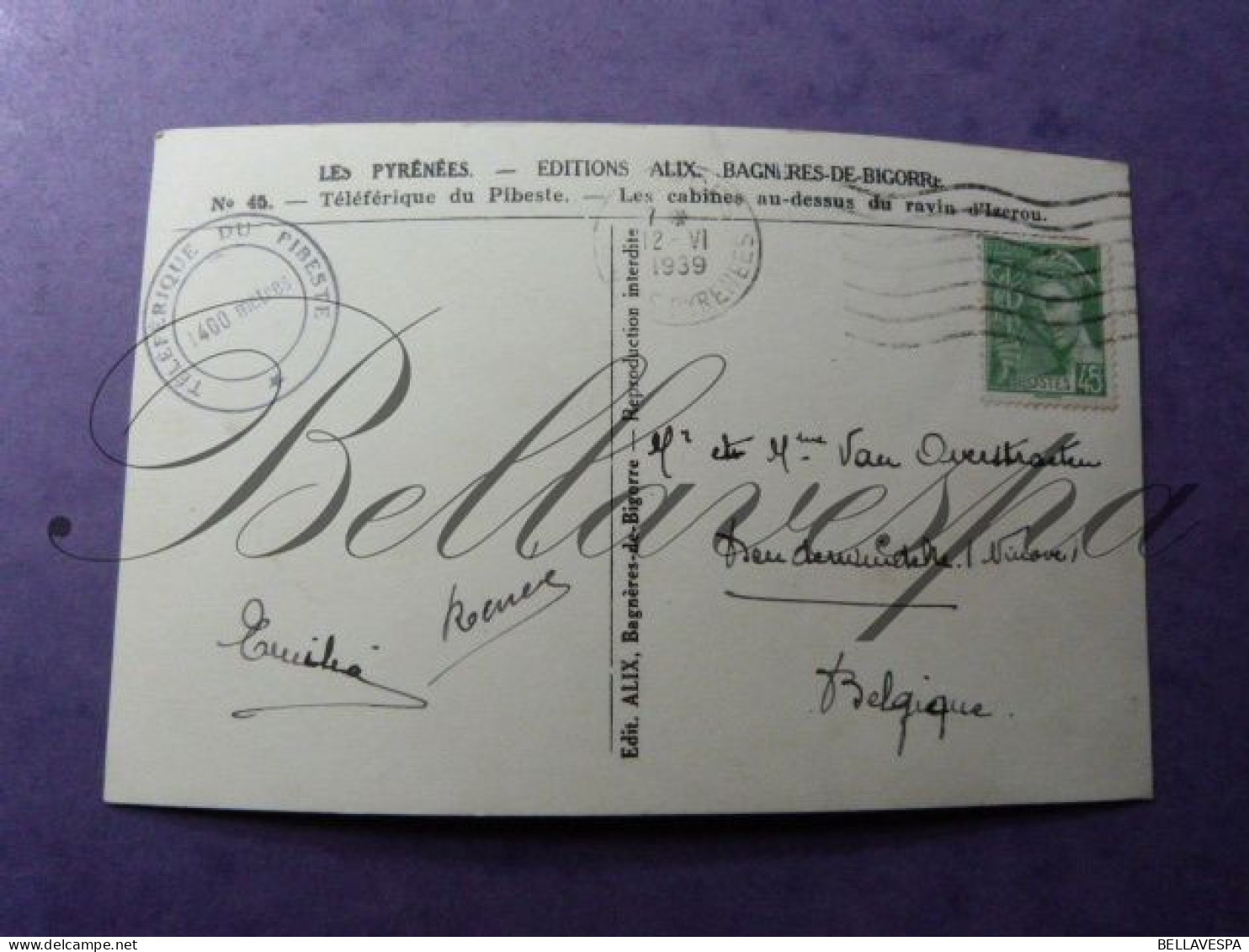 Bagneres De Bigorre Téléférique Du Pibeste  Les Cabines Au Dessus Du Ravin D'Iazerou 1939 Kabelbaan - Bagneres De Bigorre