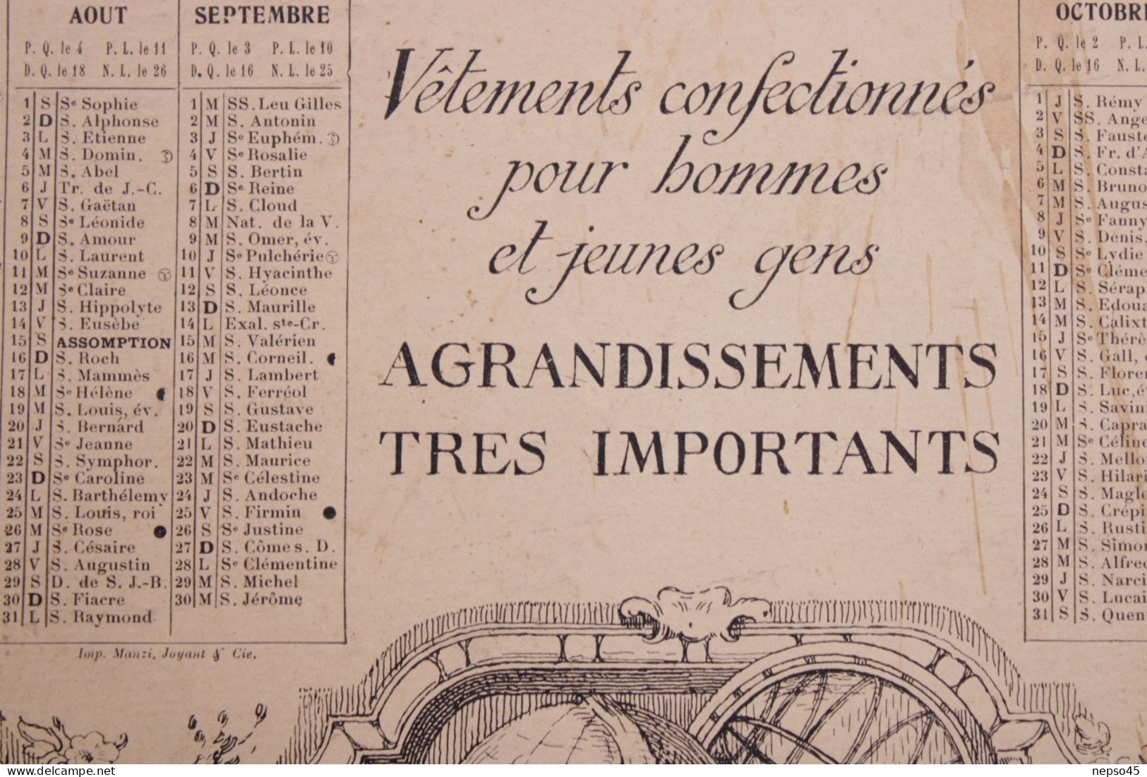 Calendrier Publicitaire.la Samaritaine Rue De Rivoli 75 Rue Pont Neuf Et De La Monnaie.Paris.Portrait De Lady Smith.1908 - Big : 1901-20