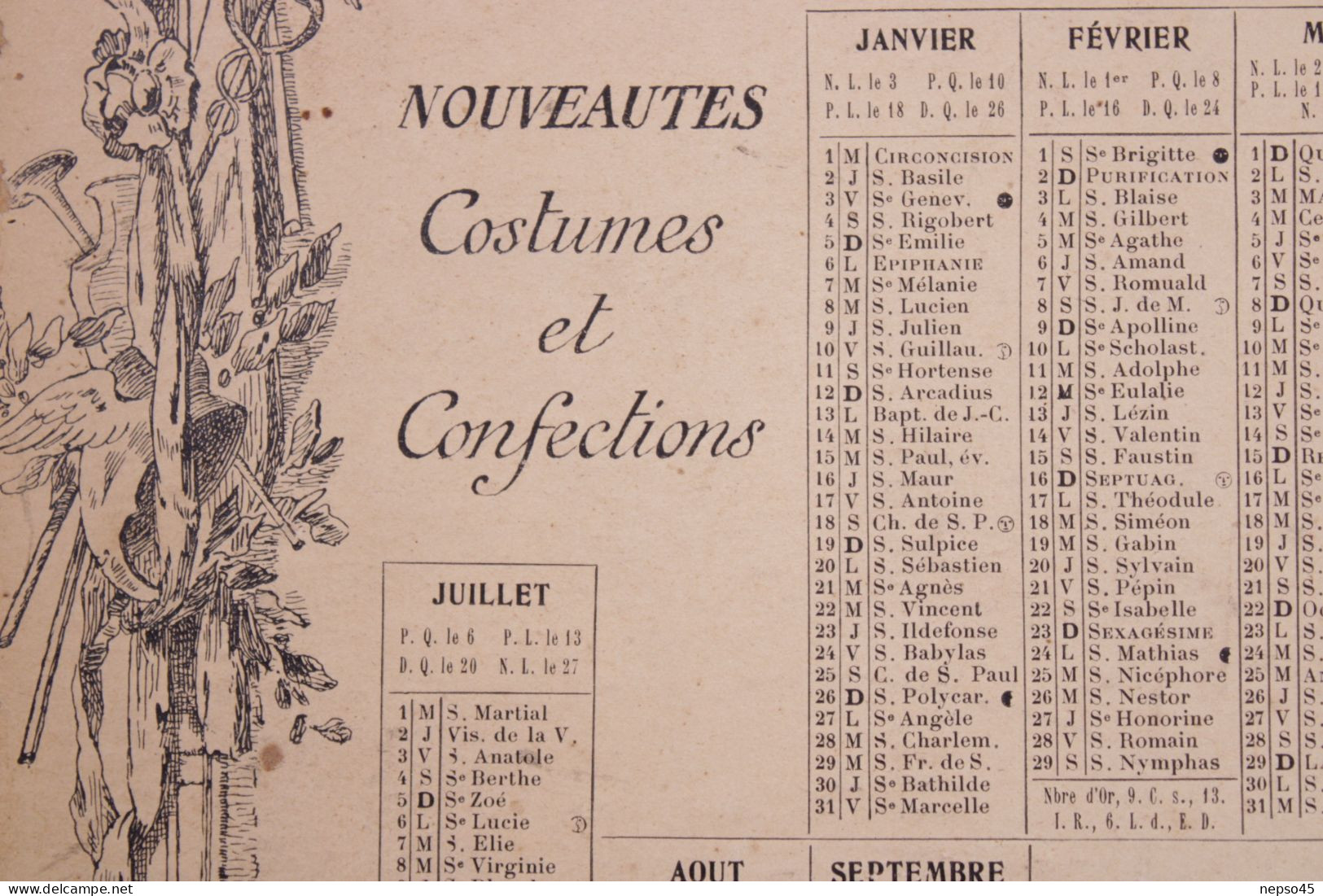 Calendrier Publicitaire.la Samaritaine Rue De Rivoli 75 Rue Pont Neuf Et De La Monnaie.Paris.Portrait De Lady Smith.1908 - Grand Format : 1901-20