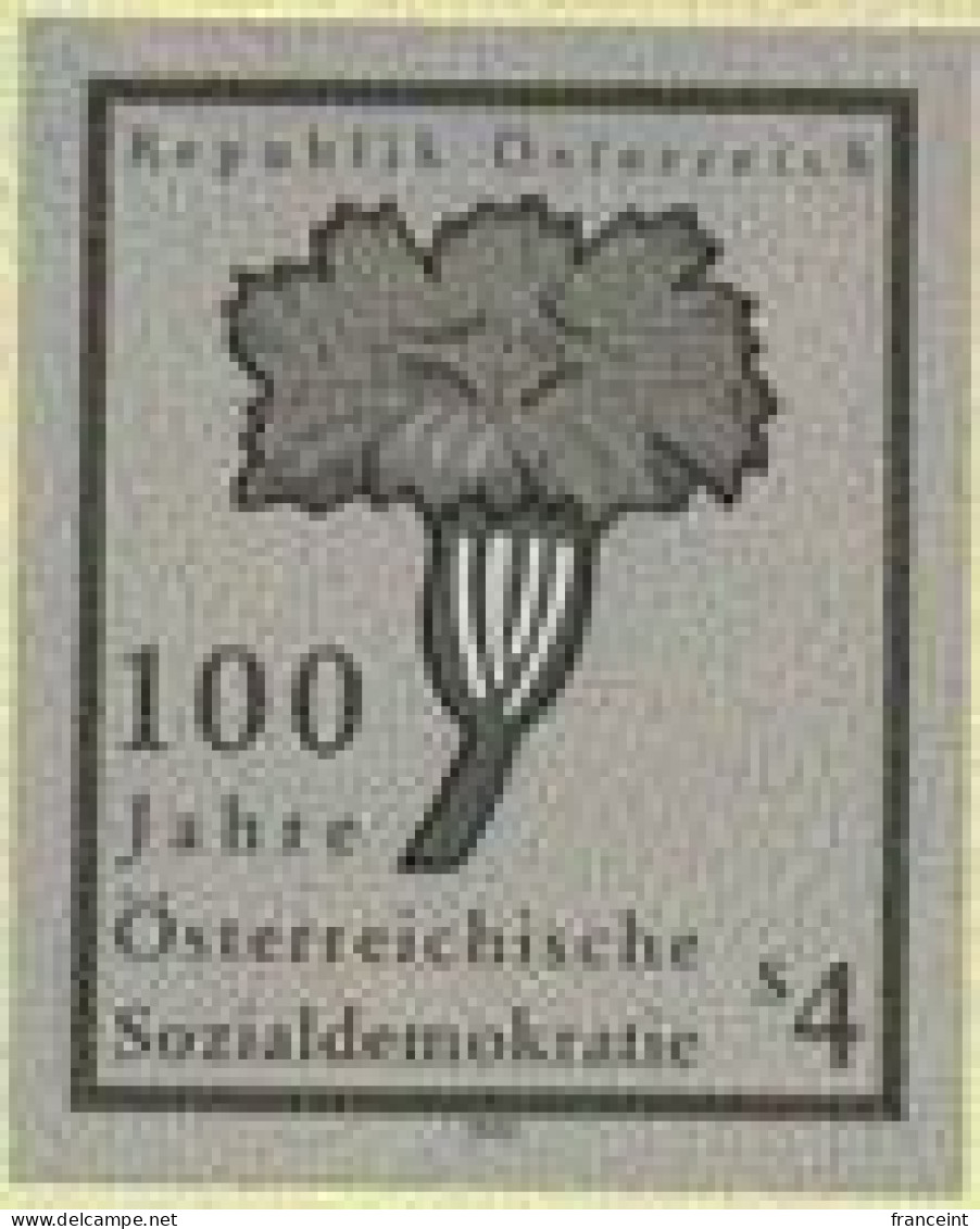 AUSTRIA(1988) Carnation. Black Print, Centenary Of Social Democrat Party. Scott No 1444, Yvert No 1769. - Proofs & Reprints