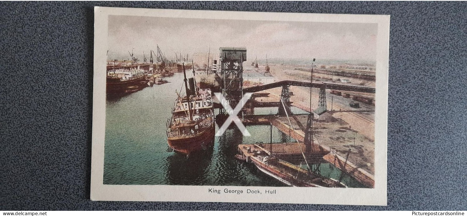 KING GEORGE DOCK HULL OLD COLOUR POSTCARD YORKSHIRE - Hull