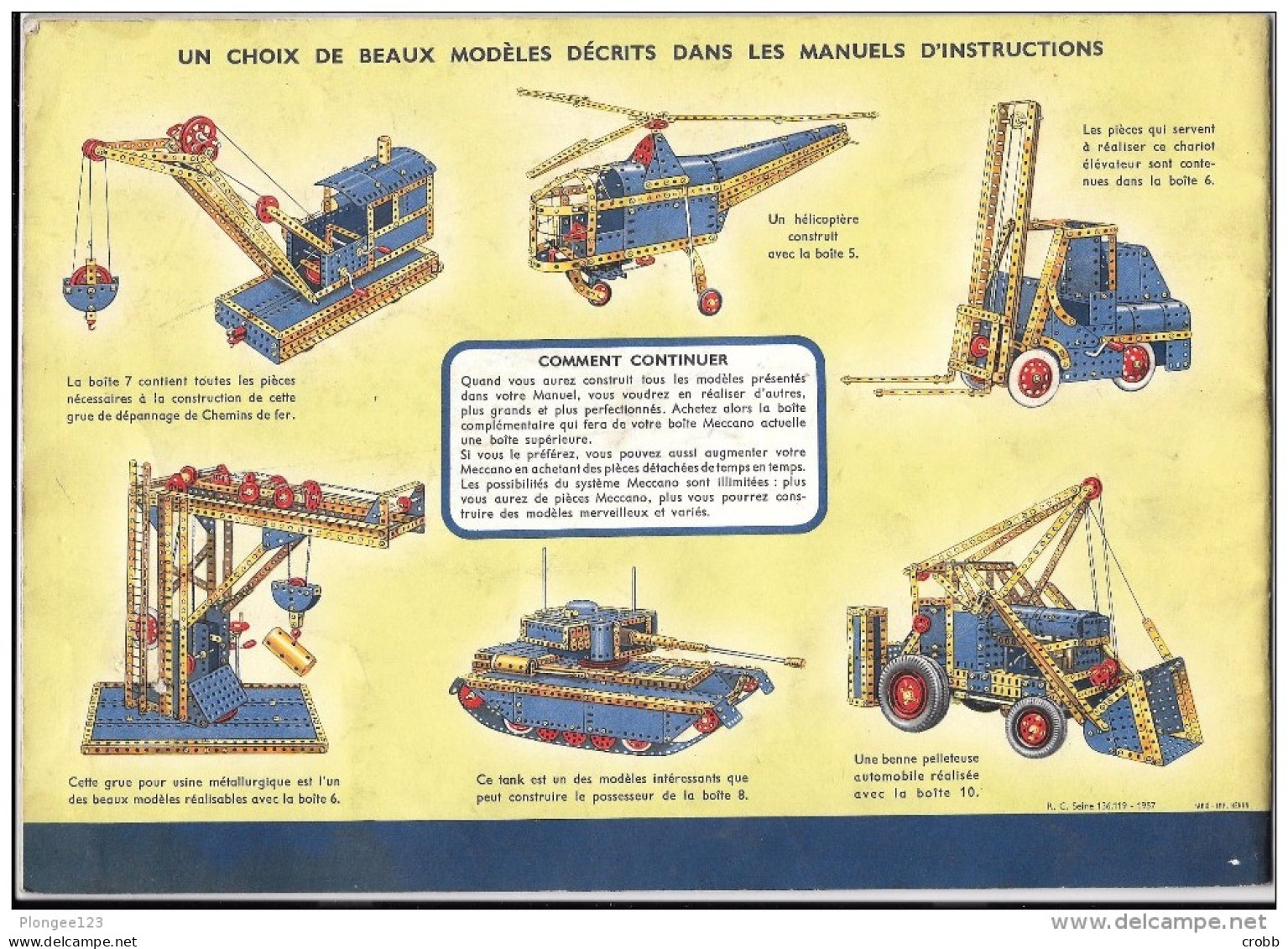 MECCANO : Manuel D'instructions De La Boite 5 A, Fabriqué En France, 1957 - Meccano