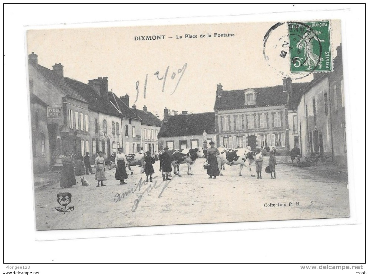 89 - DIXMONT : Place De La Fontaine, Troupeau De Vaches - Dixmont