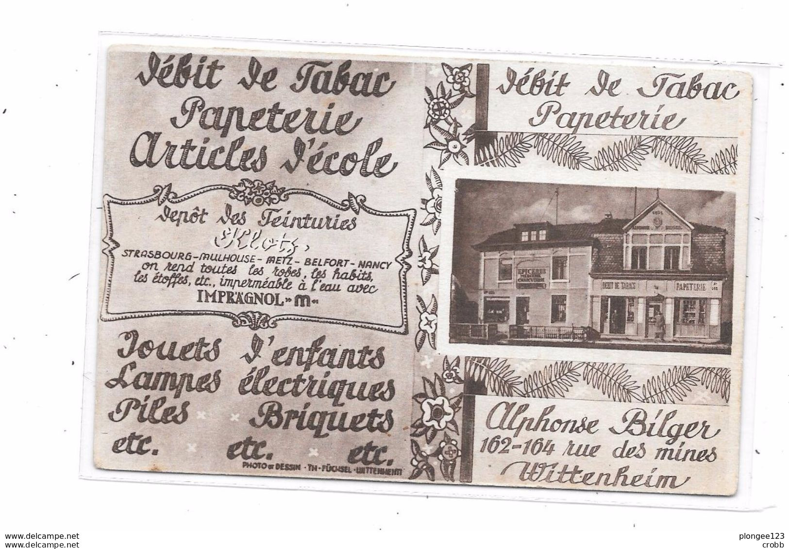 68 - WITTENHEIM : Carte Publicitaire Au Verso Calendrier, DEBIT TABACS, PAPETERIE, Alphone BILGER - Wittenheim