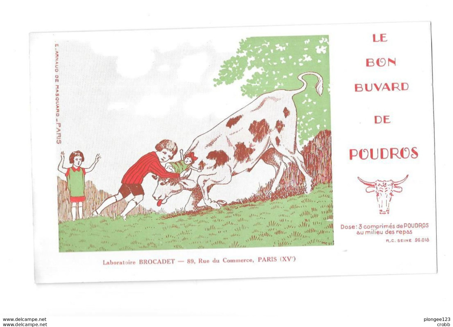 Buvard Publicitaire : Le Bon Buvard De POUDROS, Laboratoire BROCADET à PARIS 15 Ième, Illustré A. De Masquard - Agricultura