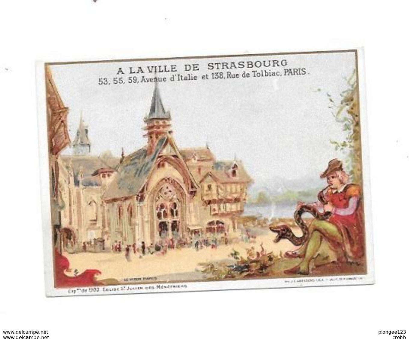 Chromo Calendrier 1900 Au Verso, A LA VILLE DE STRASBOURG, PARIS - Tamaño Pequeño : ...-1900