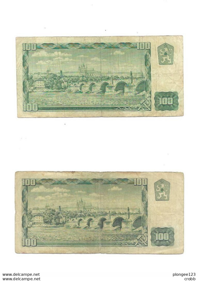 Lot De 2 Billets 100 Sto Korun, Bankovka Statni Banky 1961 - Tschechoslowakei