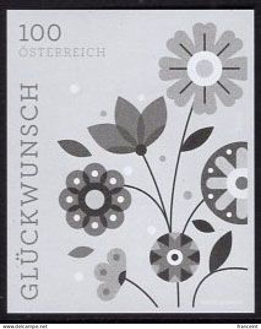 AUSTRIA(2023) Stylised Flowers. Black Print. "Congratulations!" - Proofs & Reprints