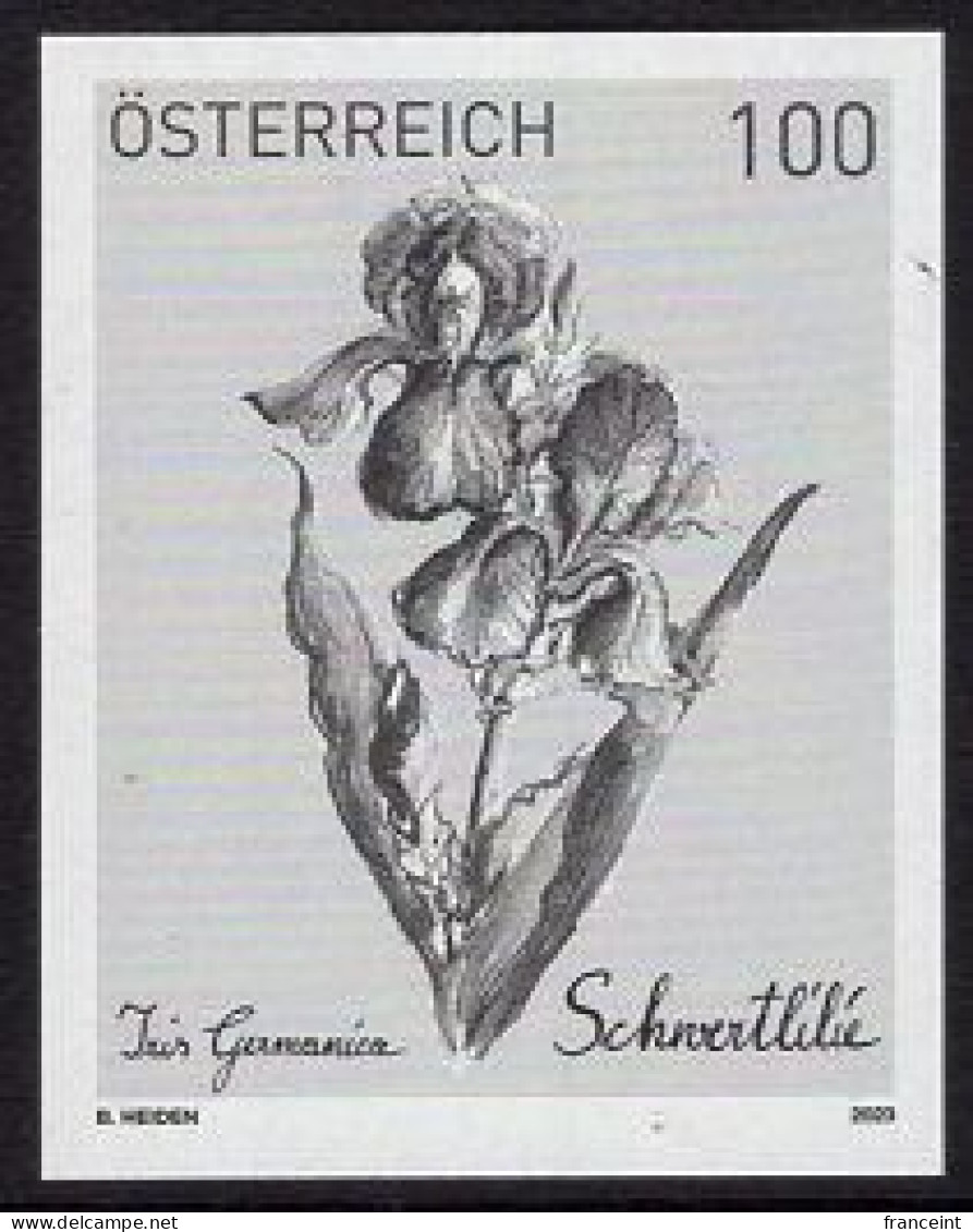 AUSTRIA(2023) Bearded Iris (Iris X Germanica. Black Print. - Proofs & Reprints
