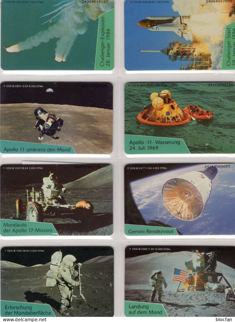 Kosmos 8TK O 1235,1236,1532,1540,2366,2477,2602+2603 ** 125€ Apollo Wasserung Challenger TC Moon Space Telecards Germany - Sammlungen