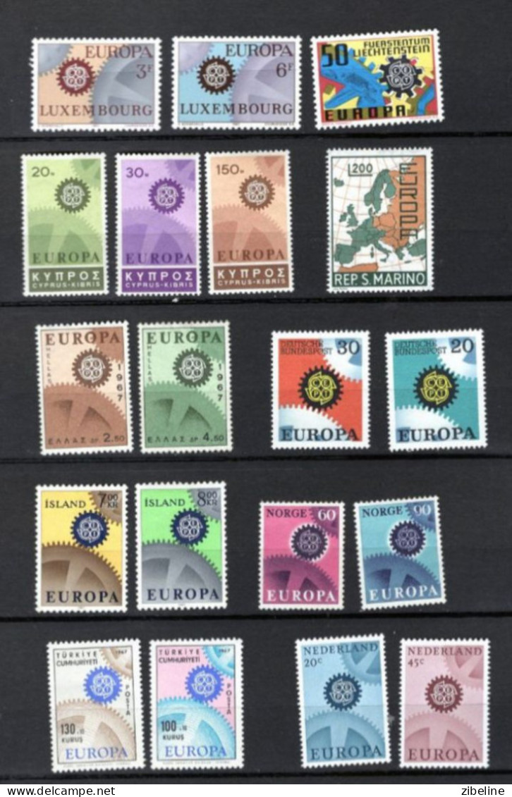 ZIBELINE EUROPA CEPT 1967  TIMBRES  XX MNH Luxembourg Chypre Cyprus Liechtenstein Grece San Marino Deutchland - 1967