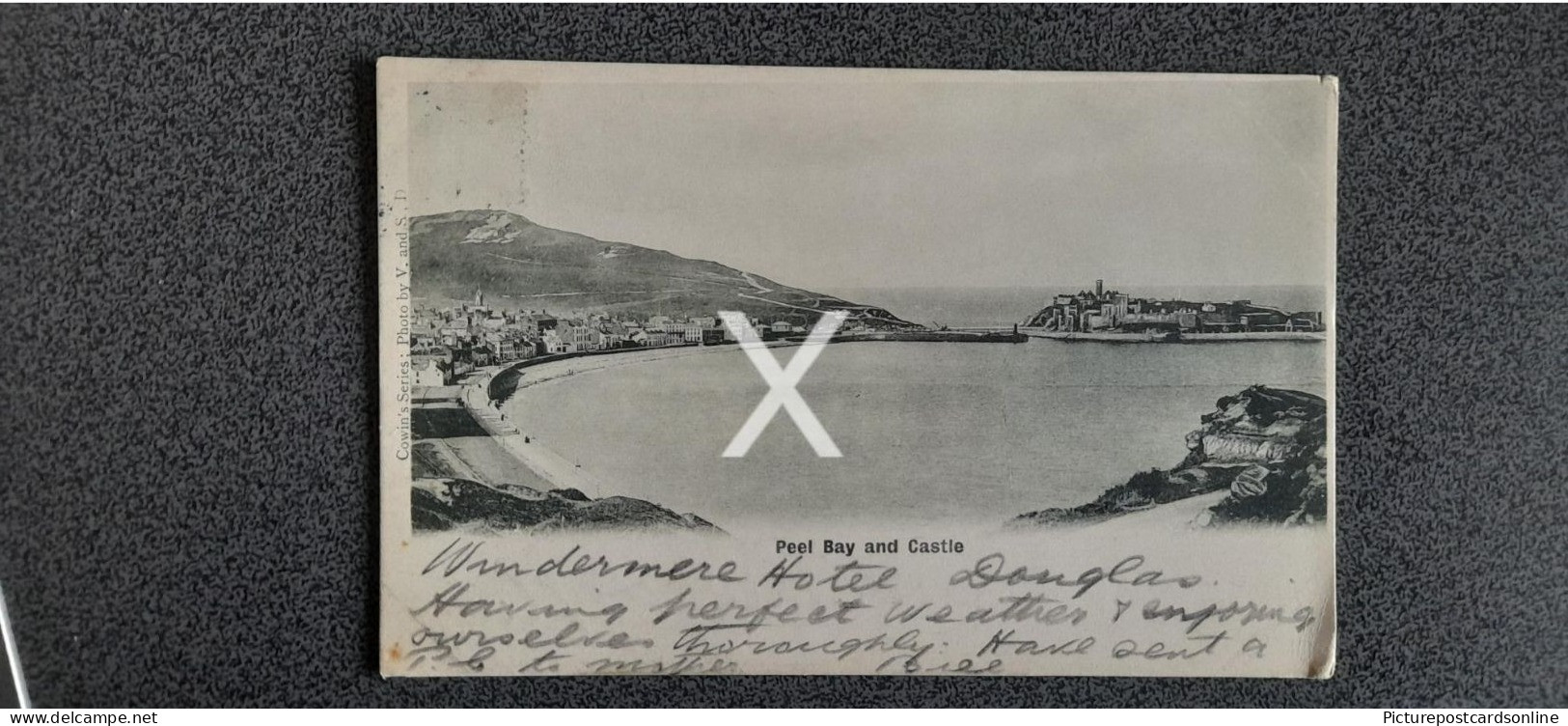 PEEL BAY AND CASTLE NICE OLD B/W POSTCARD ISLE OF MAN 1902 - Isle Of Man
