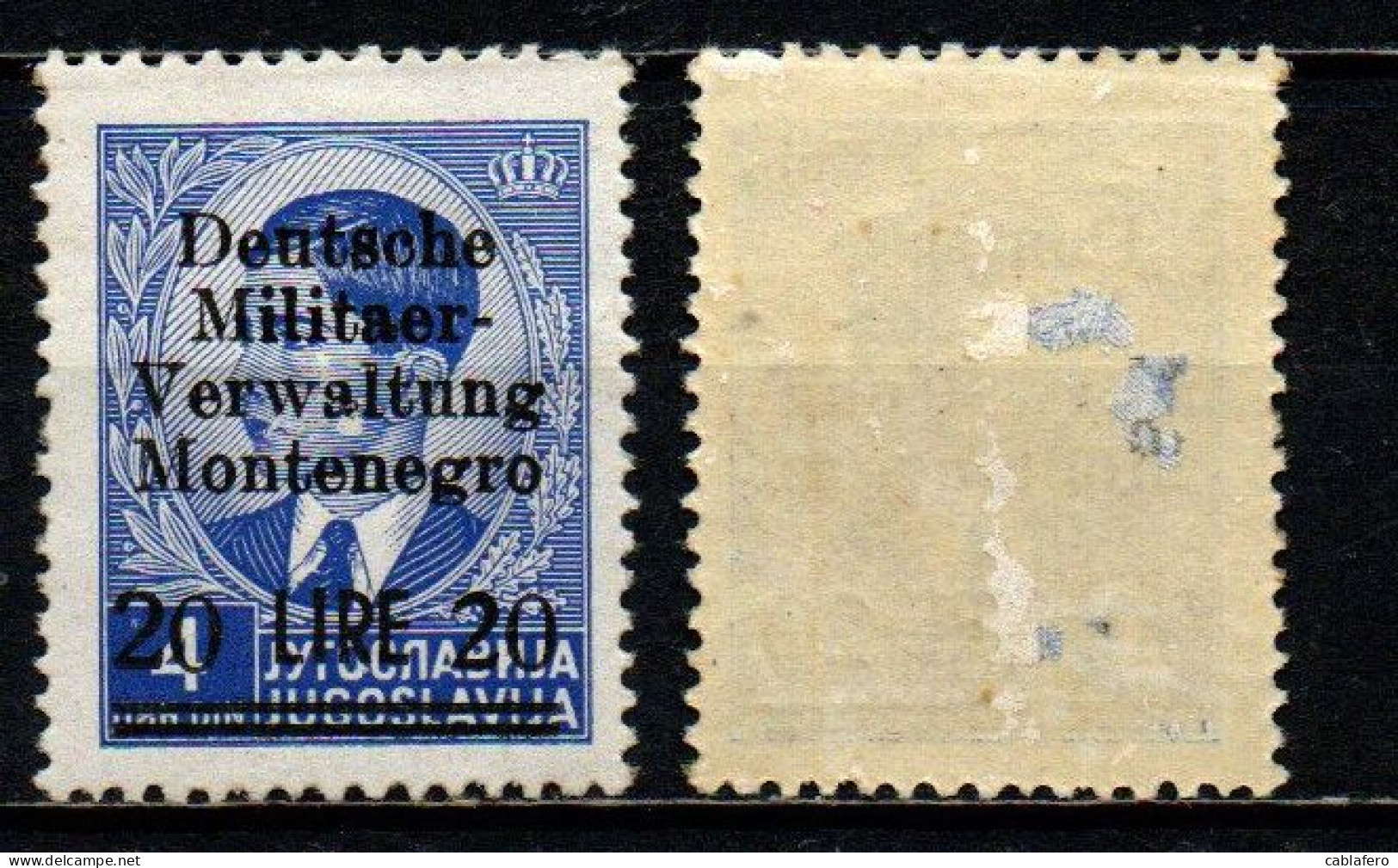 ITALIA - OCCUPAZIONE TEDESCA - MONTENEGRO - 1943 - SOVRASTAMPA - 20 LIRE SU 4 - MH - German Occ.: Montenegro