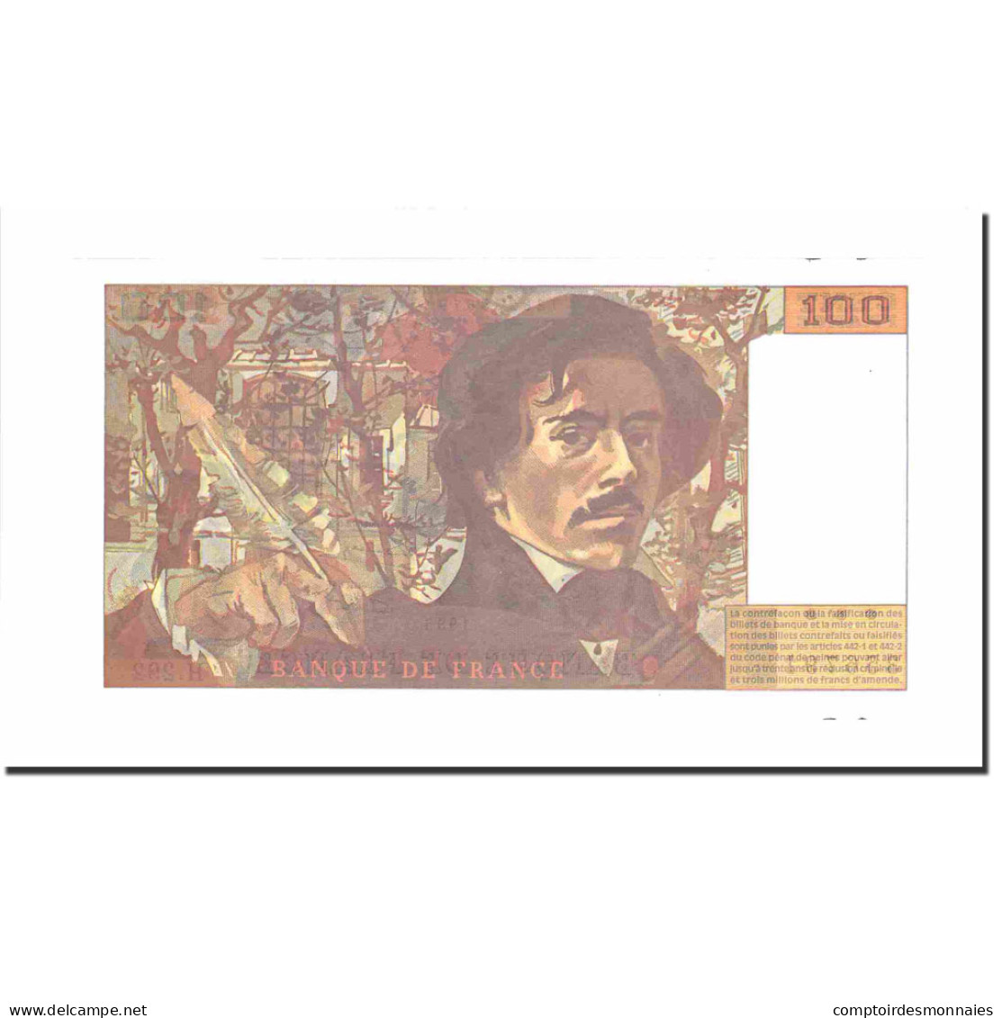 France, 100 Francs, Delacroix, 1995, SPL, Fayette:69ter.2c, KM:154h - 100 F 1978-1995 ''Delacroix''