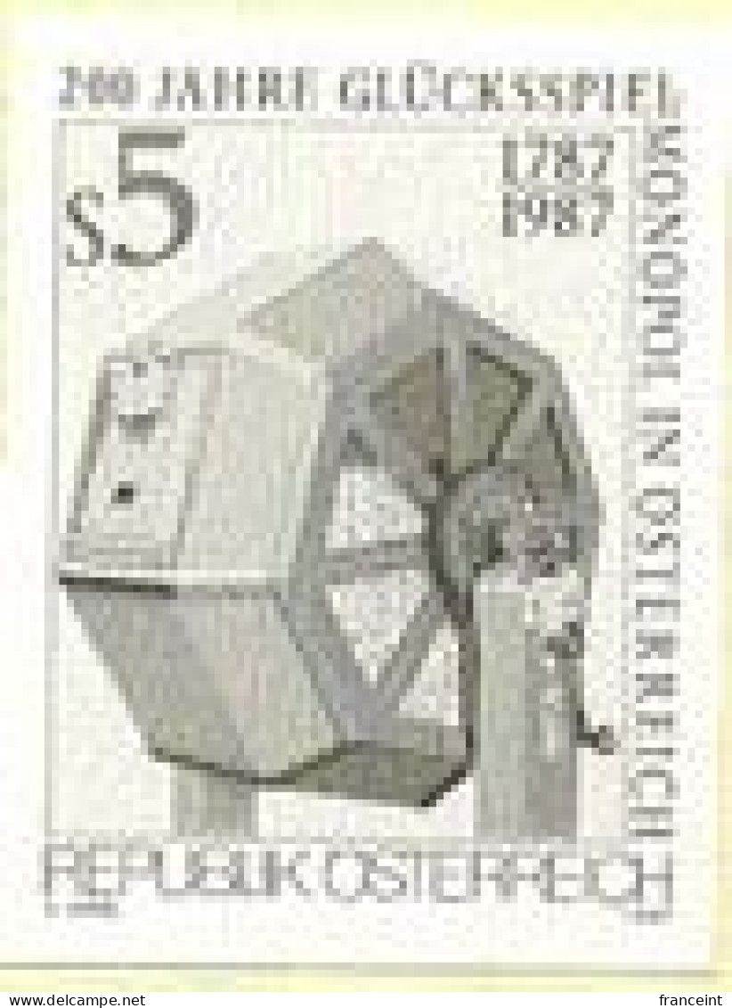 AUSTRIA(1987) Lottery Drum. Black Print. Gambling Monopoly. Scott No 1413, Yvert No 1733. - Proeven & Herdruk