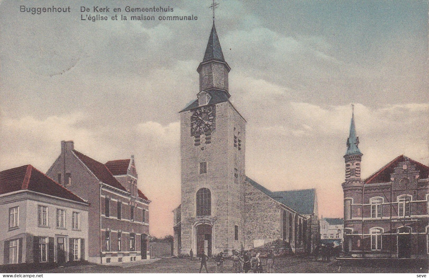 BUGGENHOUT L'église Et La Maison Communale Postée En 1919 Vers Schaerbeek Editeur Van Hemelryck à Buggenhout - Buggenhout