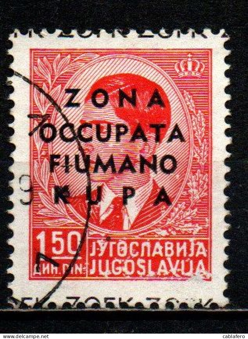 ITALIA REGNO - ZONA OCCUPATA FIUMANO KUPA- 1941 - VALORE DA 1,50 - USATO - Fiume & Kupa