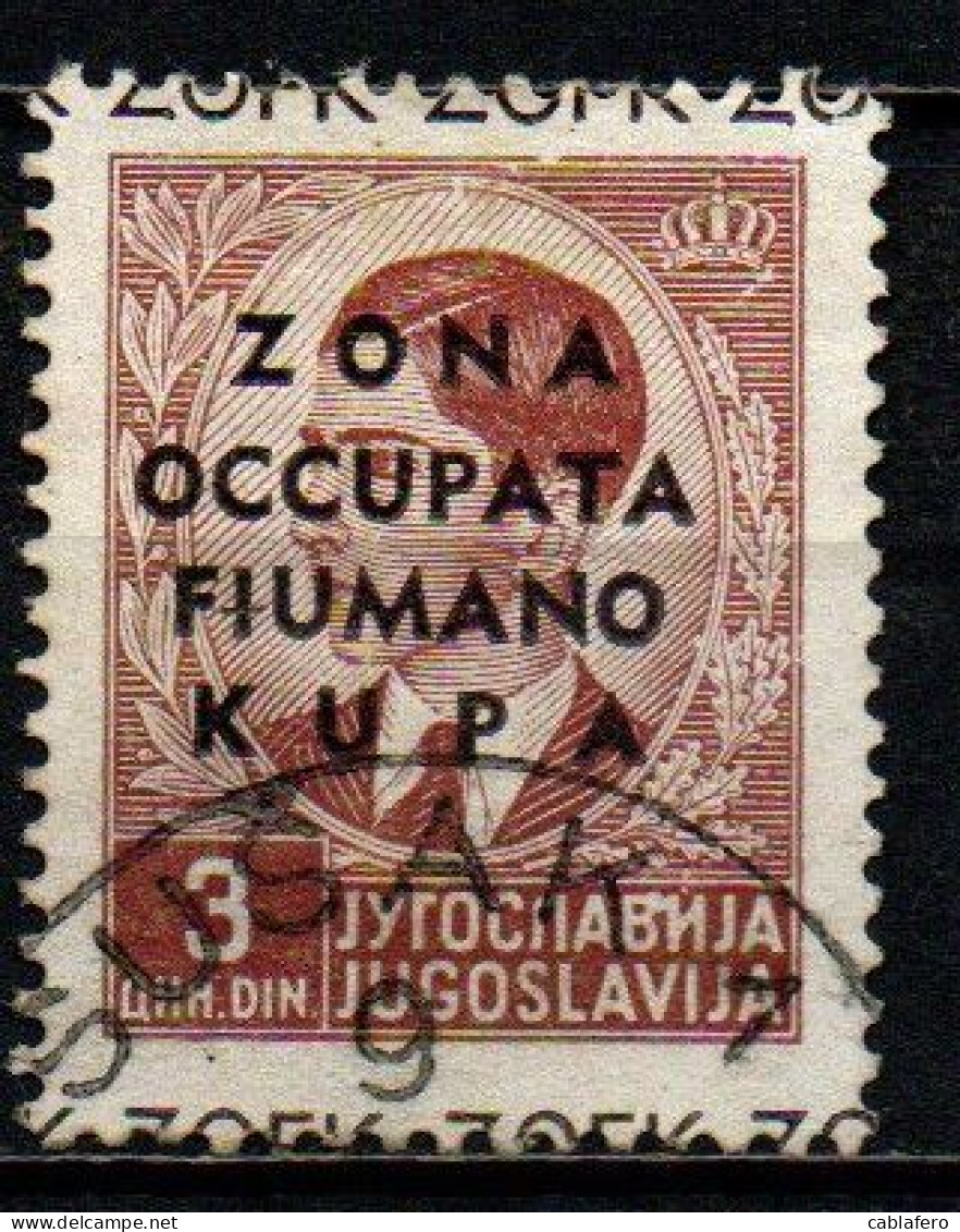 ITALIA REGNO - ZONA OCCUPATA FIUMANO KUPA- 1941 - VALORE DA 3,00 - USATO - Fiume & Kupa