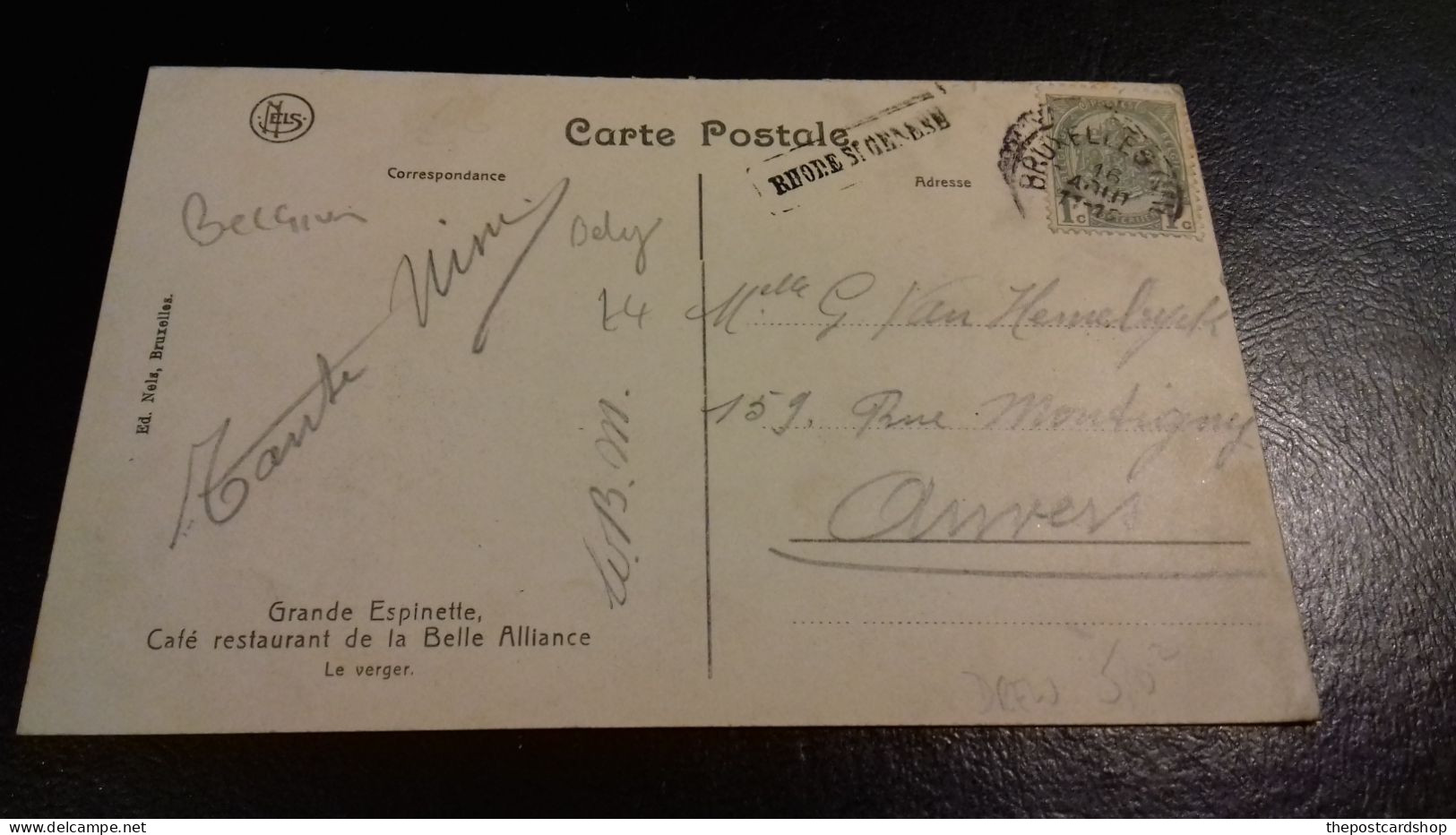 Rhode St Genèse POSTMARK ON UCCLE Grande Espinette Café Restaurant De La Belle Alliance / Le Verger Used - Ukkel - Uccle