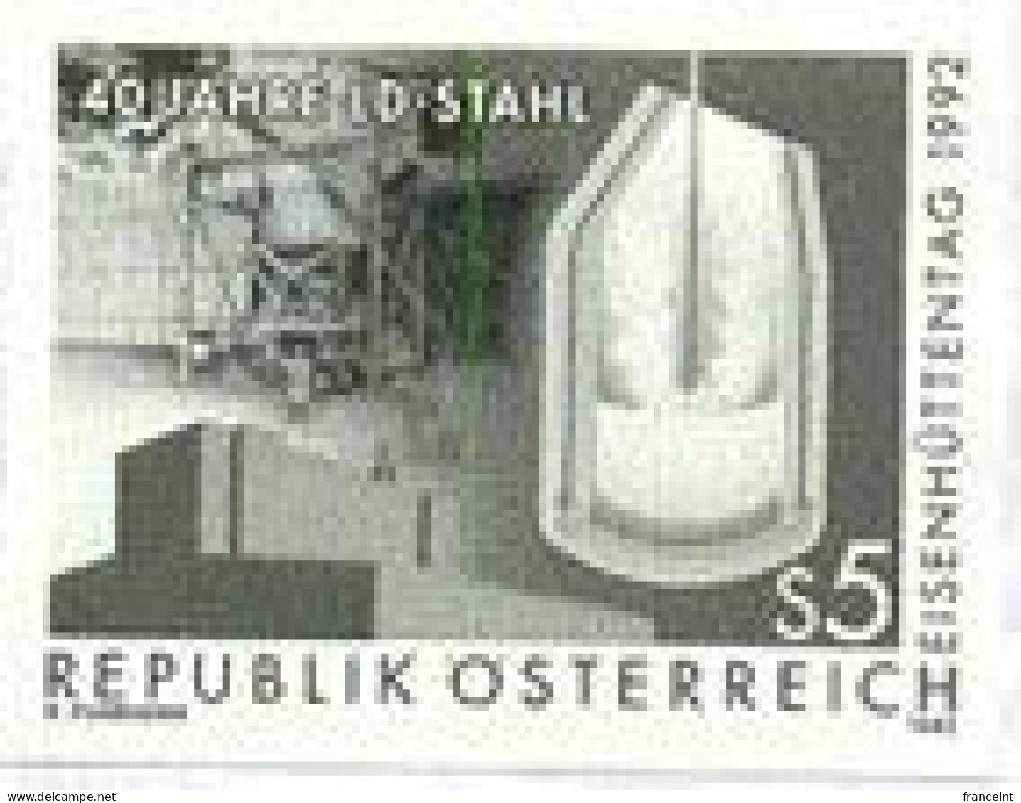 AUSTRIA(1992) LD Steel Mill. Black Print. Scott No 1568, Yvert No 1893. - Proofs & Reprints