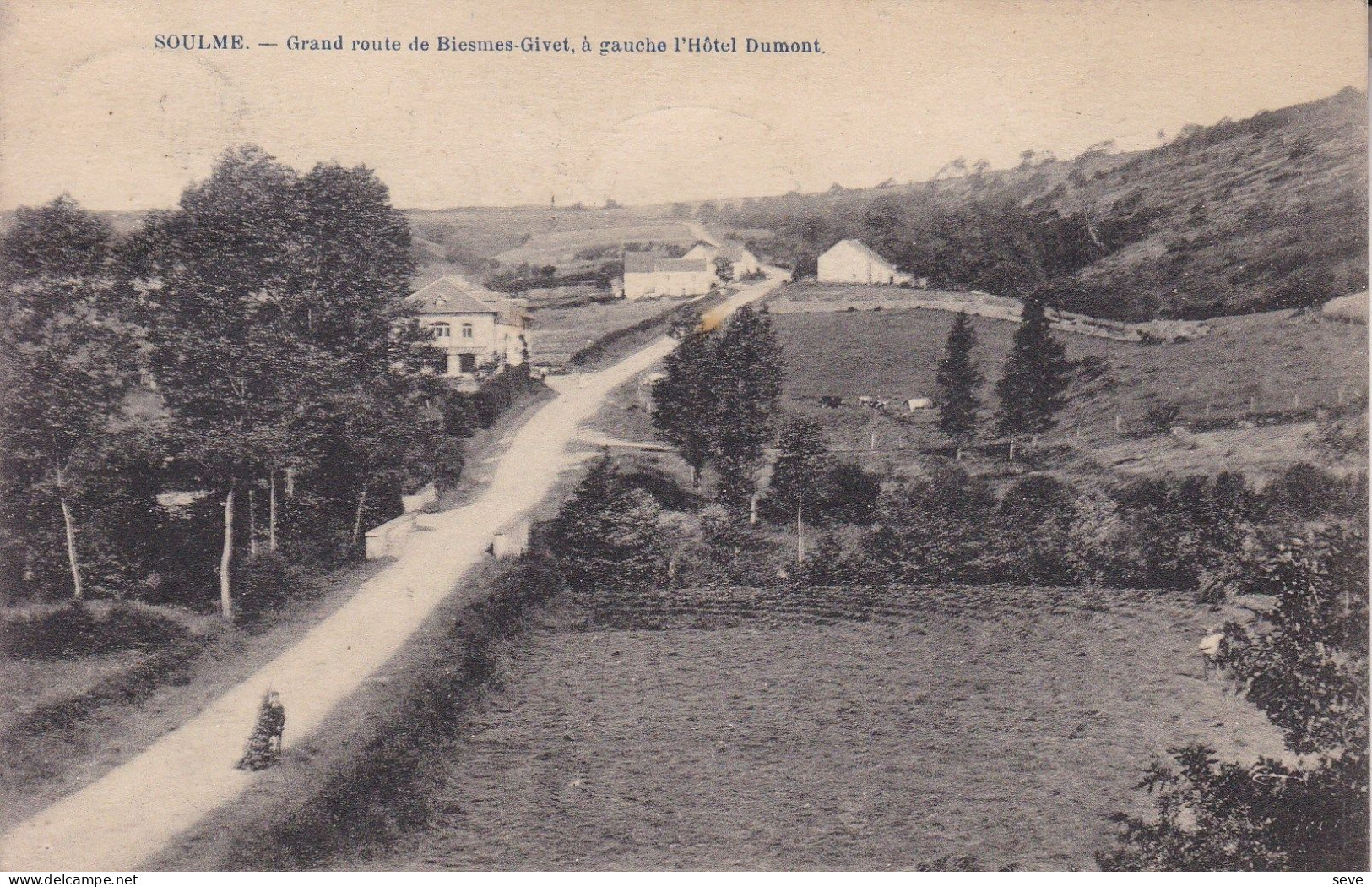 SOULME La Grand Route Vers Biesmes Et Hôtel Dumont Postée Vers Liège En Juillet 1921 DOISCHE - Doische