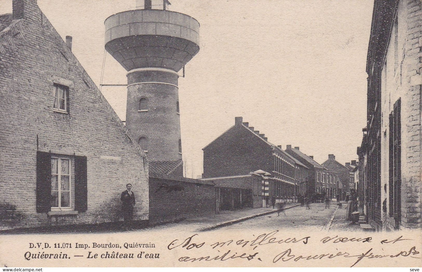 QUIEVRAIN Le Château D'eau Postée Vers Paris En 1908 Dos Non Divisé Editeur Imprimerie Bourdon Quiévrain - Quievrain