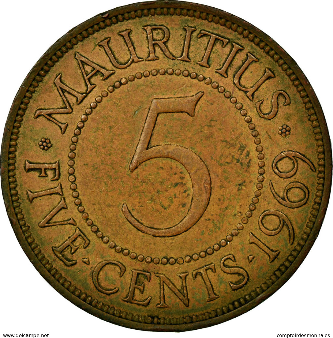 Monnaie, Mauritius, Elizabeth II, 5 Cents, 1969, TTB, Bronze, KM:34 - Maurice