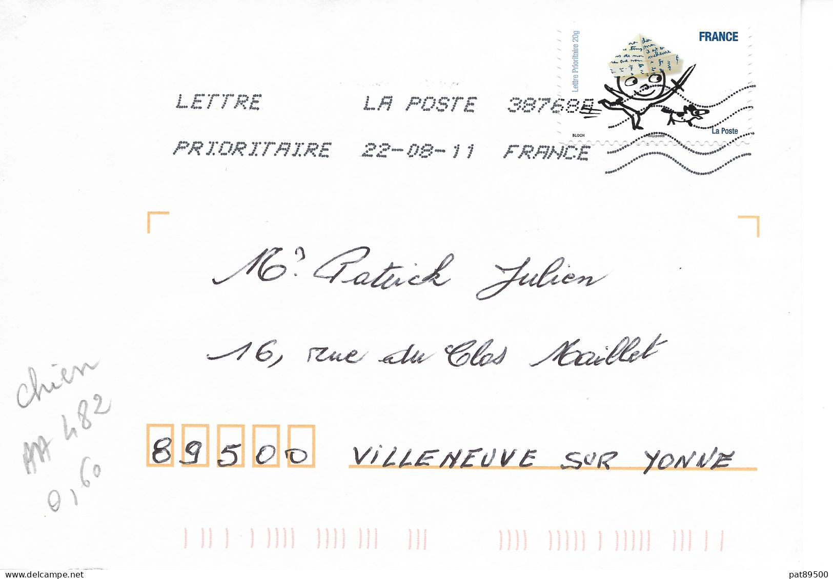 FRANCE AA 482 - 2010 - Sourires - Pliages -  Enfant Et Son Chien -   Enveloppe Entière OBL. 2011 / - Lettres & Documents