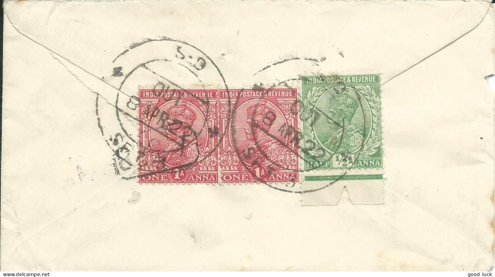 INDE ENTIER HALF ANNA + 2A50 POUR LA HAGUE ( HOLLANDE ) DE 1922 LETTRE COVER - Briefe