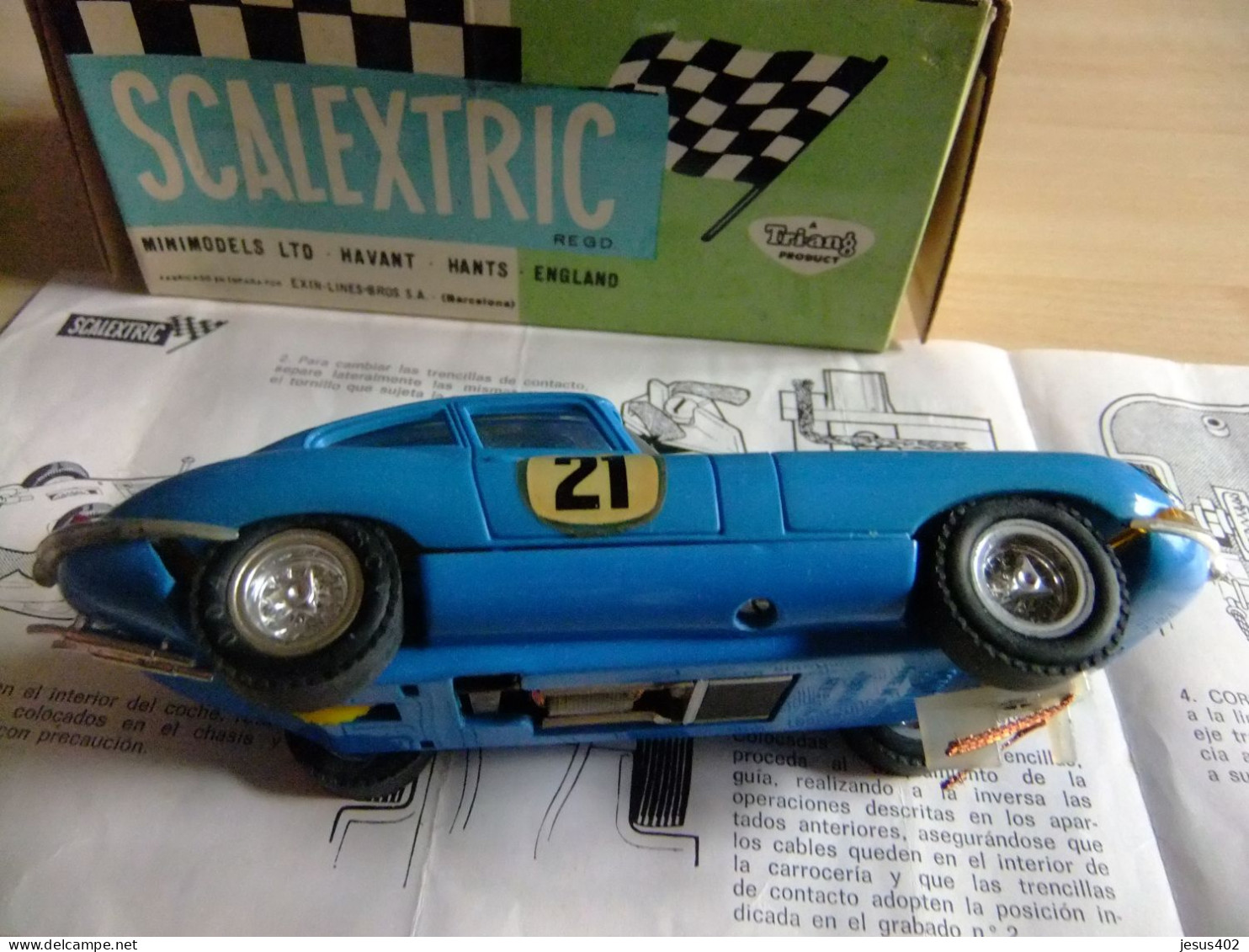 SCALEXTRIC EXIN  JAGUAR E AZUL  21 TODO ORIGINAL DE EPOCA 1968