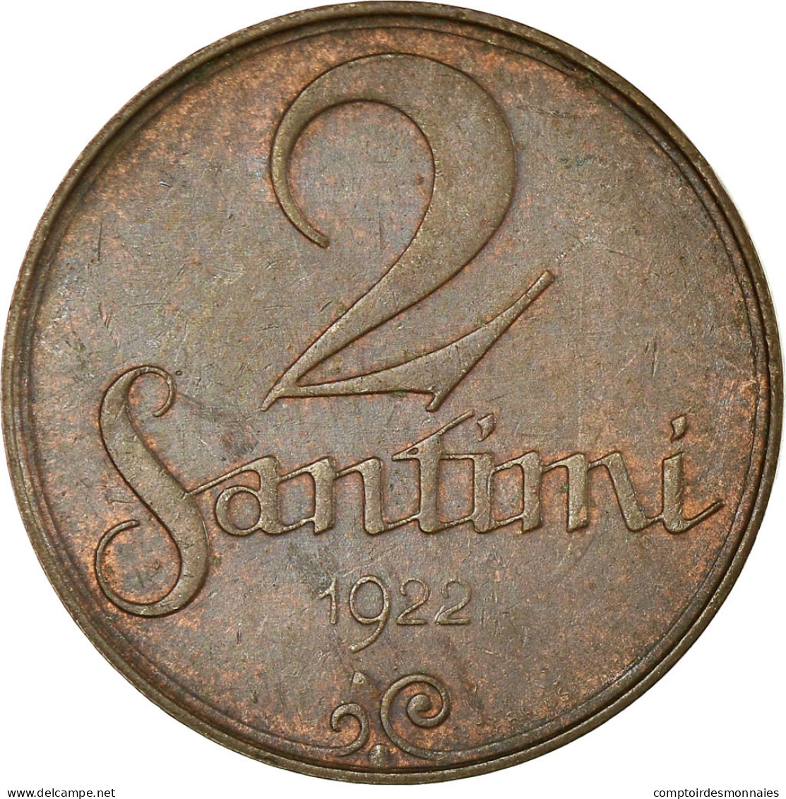 Monnaie, Latvia, 2 Santimi, 1922, TTB, Bronze, KM:2 - Lettonie