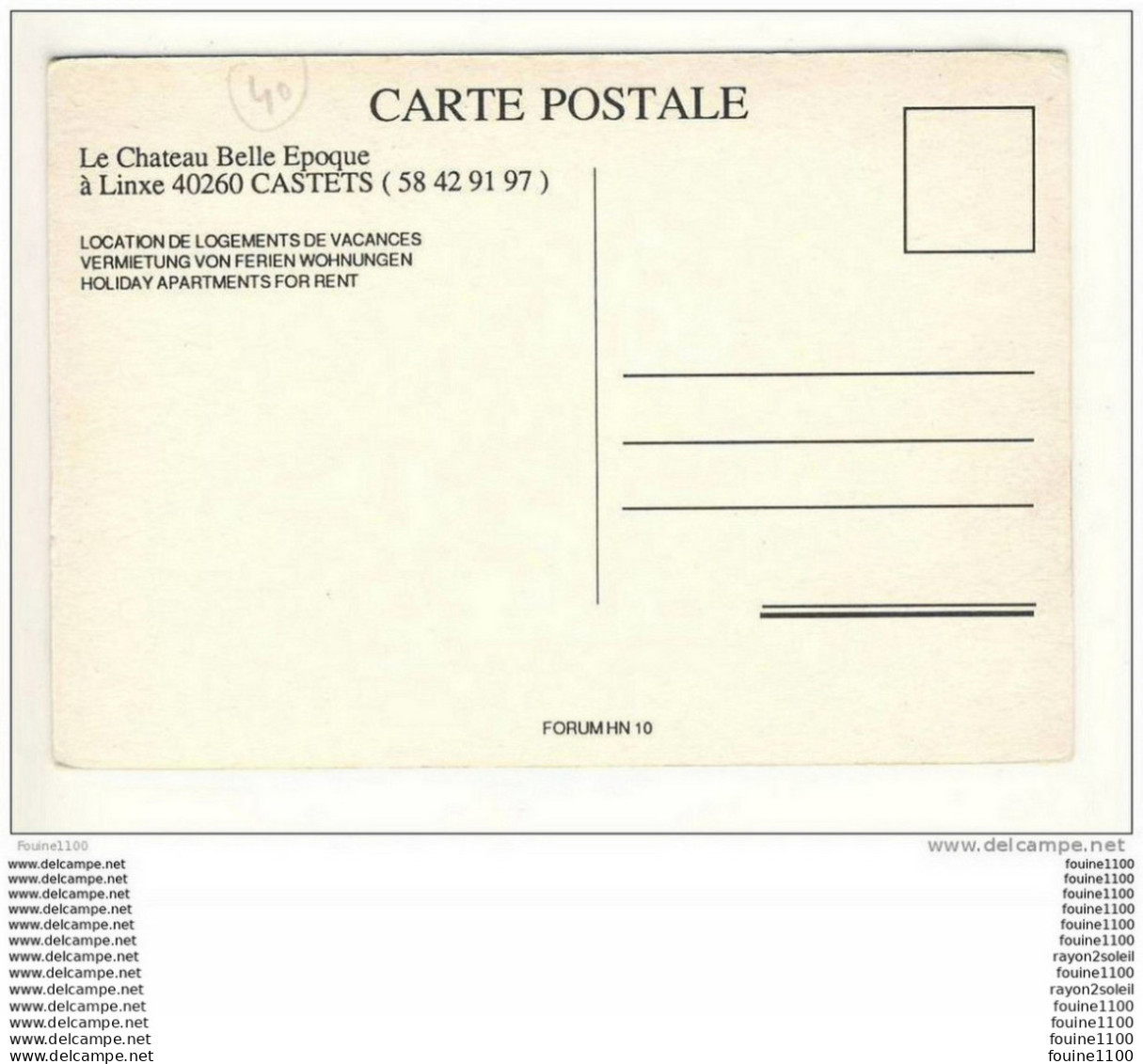 Carte De Castets Le Château Belle époque à Linxe - Castets