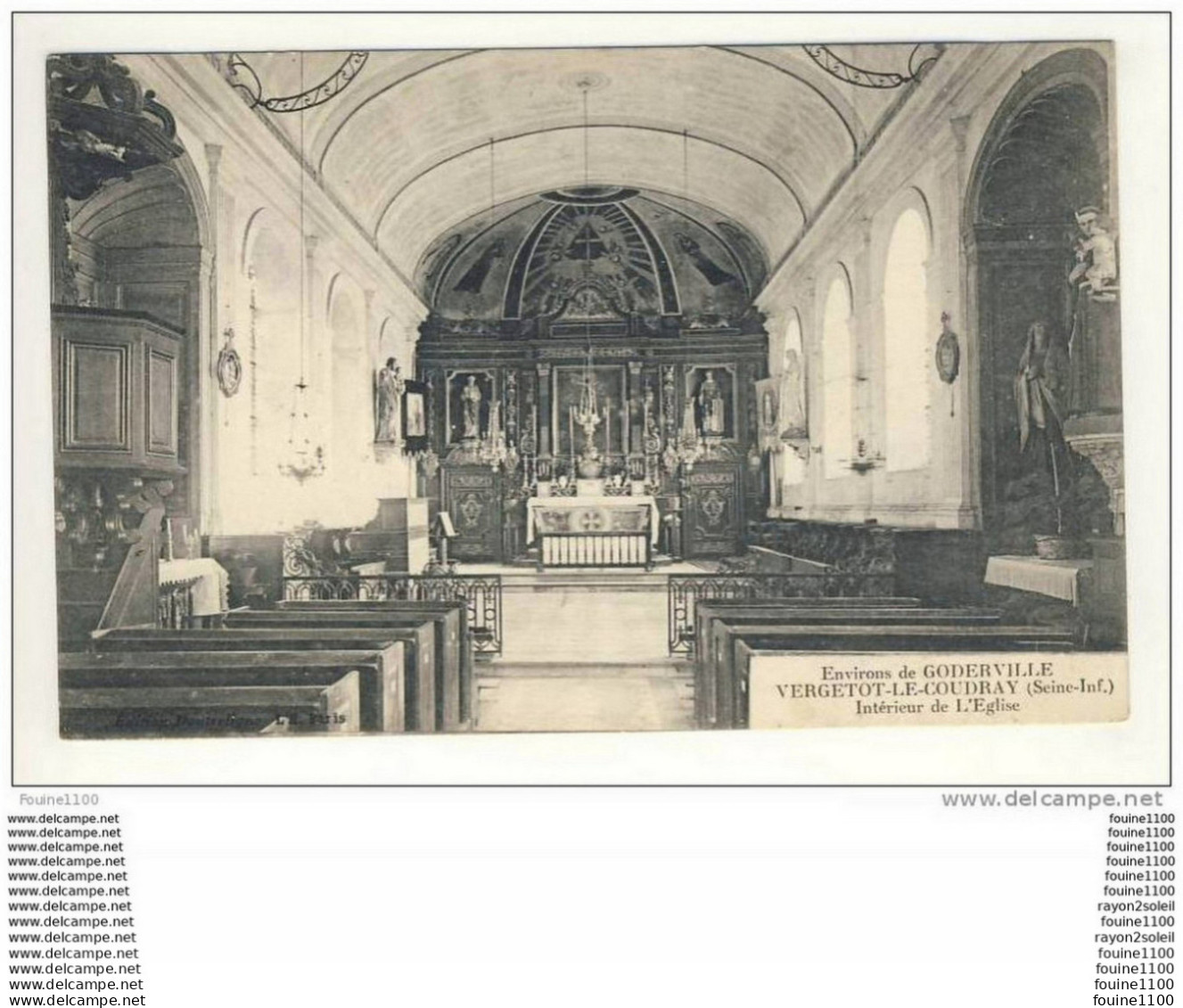 Carte Des Environs De Goderville Vergetot Le Coudray Intérieur De L' église ( Peu Courante ) - Goderville