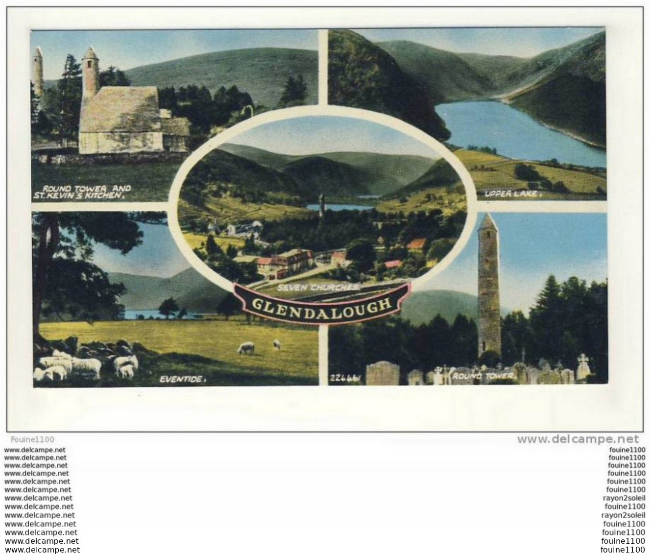 Carte De Glendalough Seven Churches Eventide Round Tower And St Kevin S Kitchen Upper Lake - Wicklow